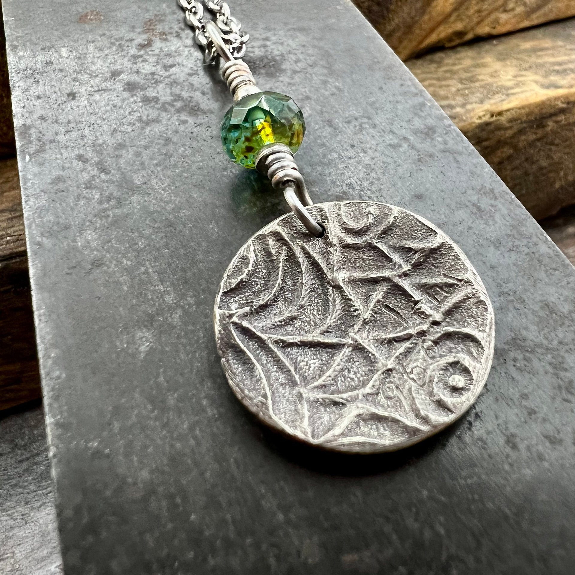 Tree of Life, Sterling Silver Charm, Czech Glass, Silver Tree Necklace, Leather & Vegan Cords, Stainless Steel Chain, Earthy Nature Gifts
