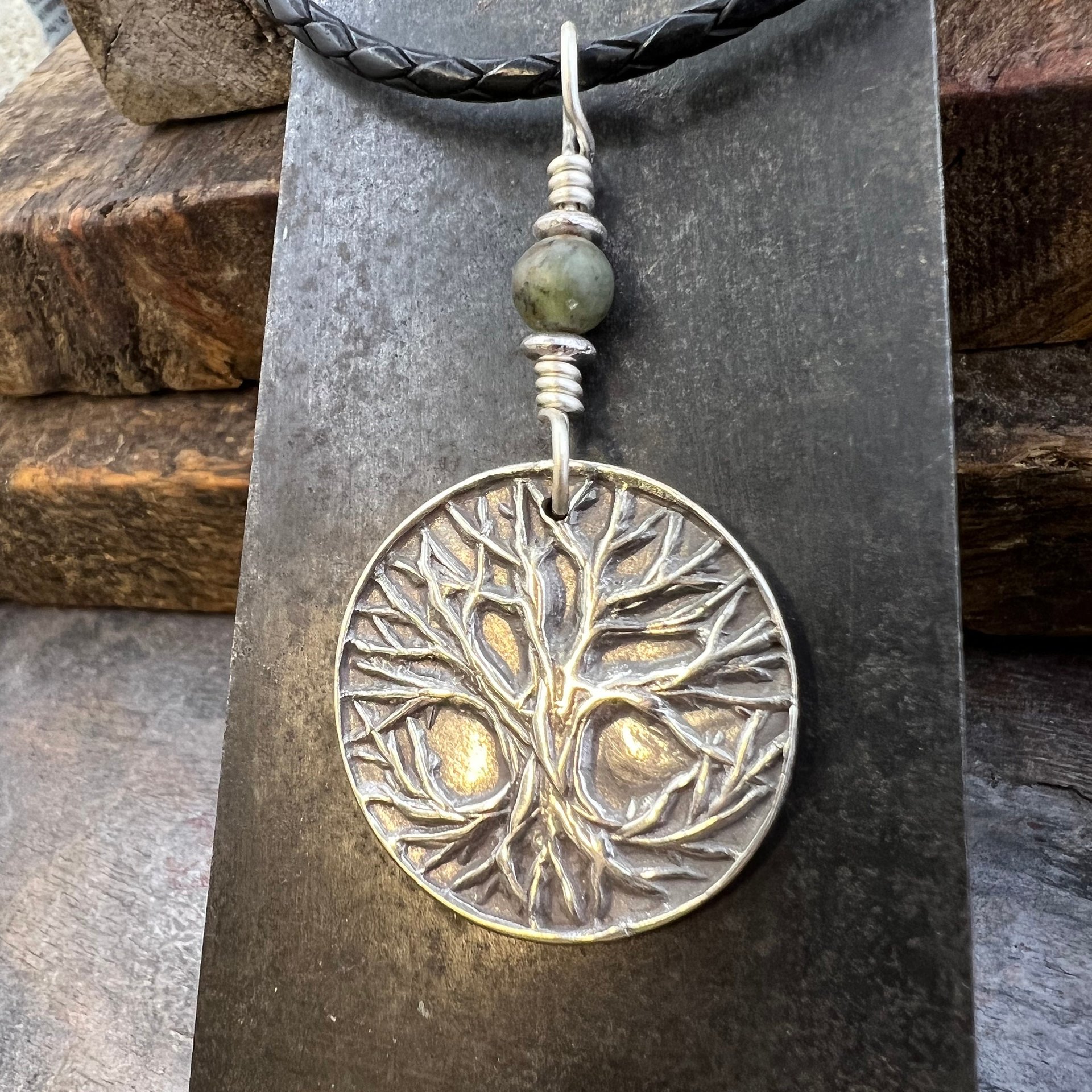 Celtic Tree of Life Pendant, Sterling Silver, Connemara Marble, Sacred Celtic Trees, Irish Celtic Spirals, Druid Dryad, Crann Bethadh, Witch