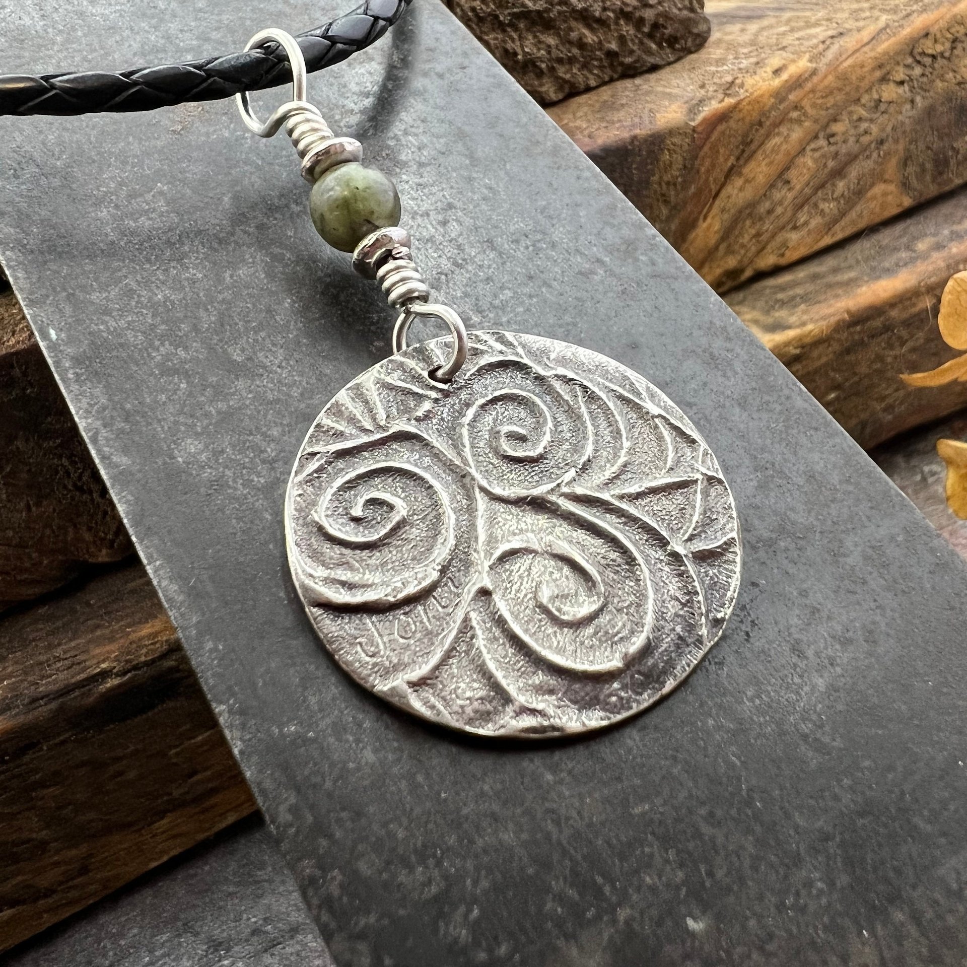 Celtic Tree of Life Pendant, Sterling Silver, Connemara Marble, Sacred Celtic Trees, Irish Celtic Spirals, Druid Dryad, Crann Bethadh, Witch