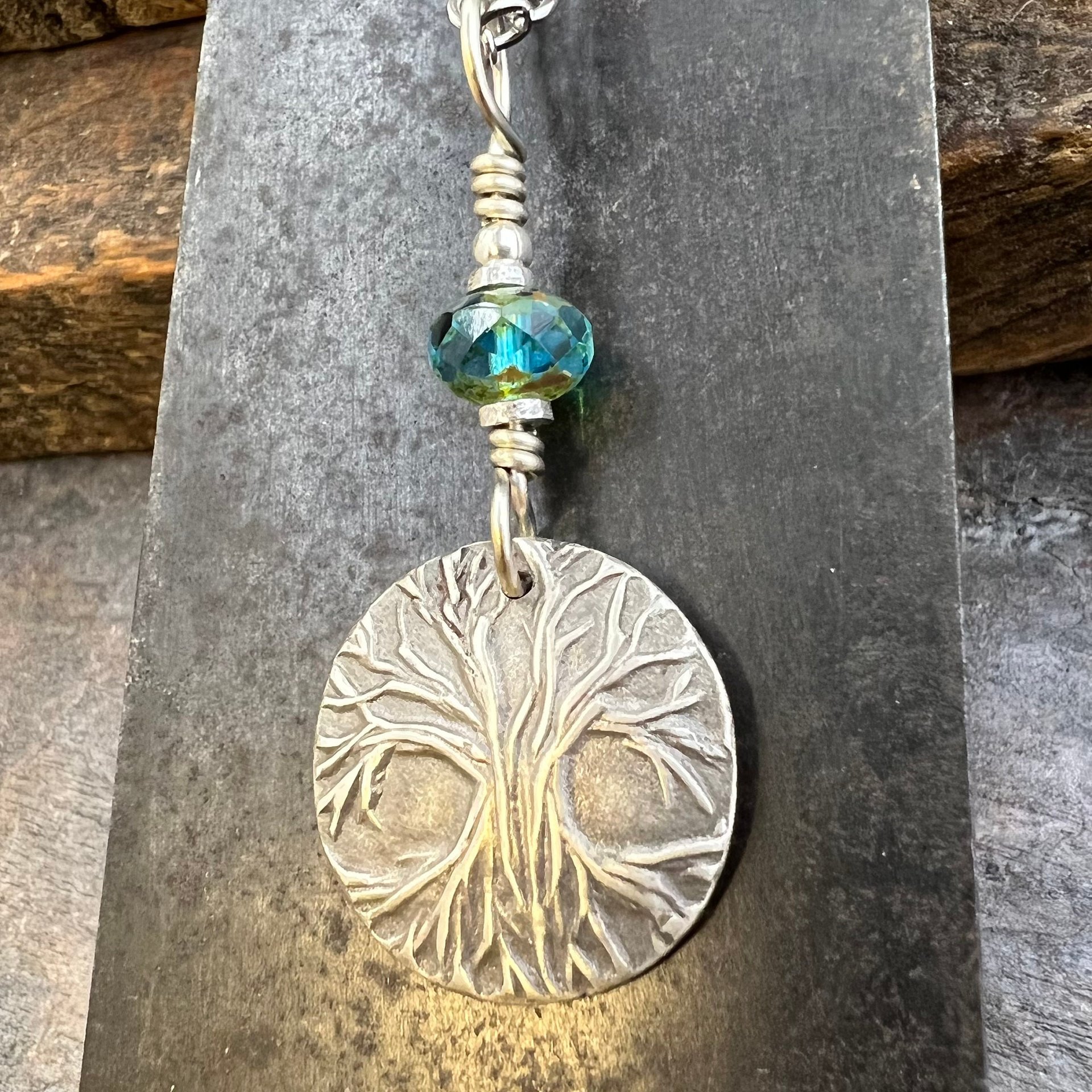 Tree of Life, Sterling Silver Charm, Czech Glass, Silver Tree Necklace, Leather & Vegan Cords, Stainless Steel Chain, Earthy Nature Gifts