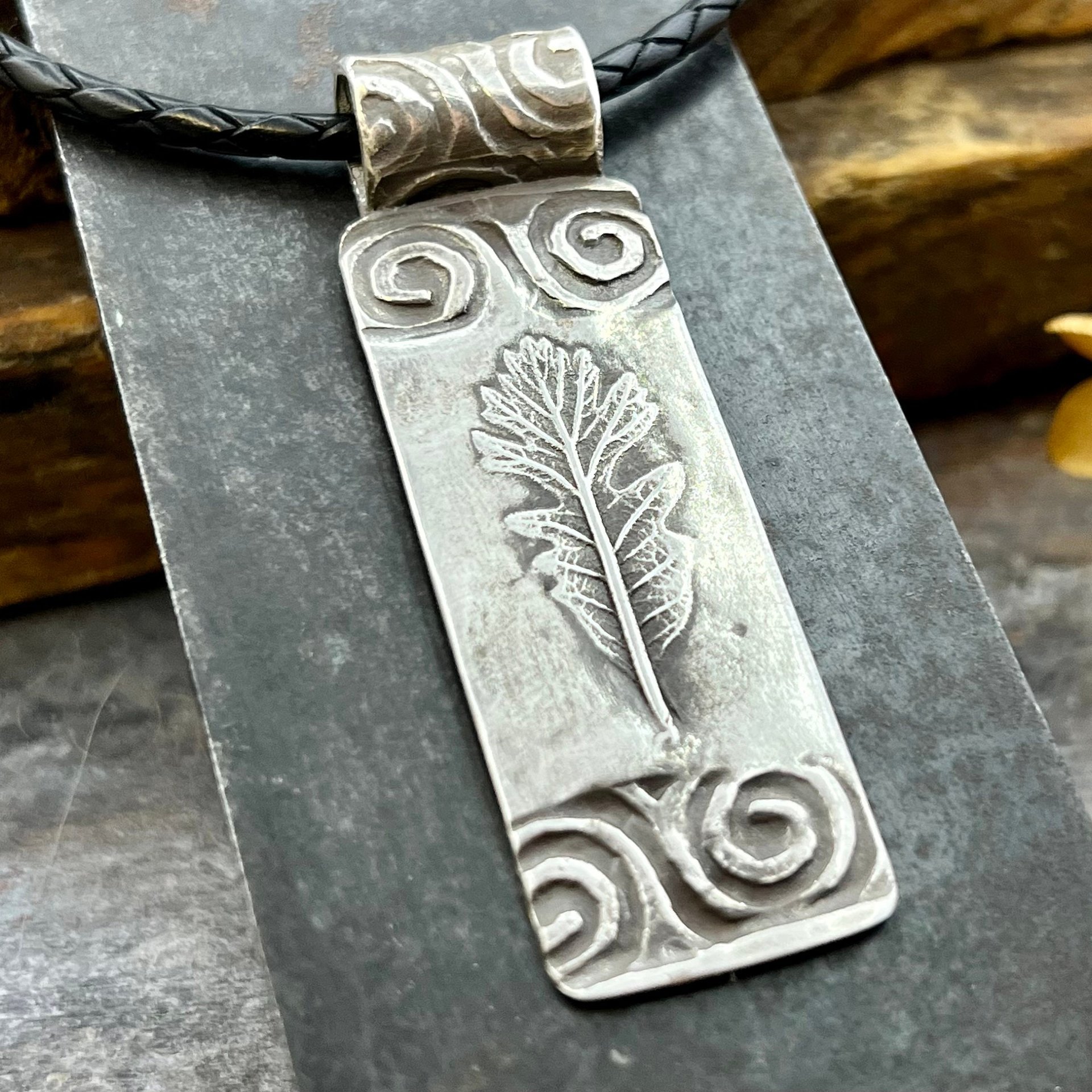 Oak Leaf Pendant, Sterling Silver, Sacred Celtic Trees, Irish Celtic Spirals, Druid Dryad, Pagan Earth, Crann Bethadh, Celtic Tree of Life