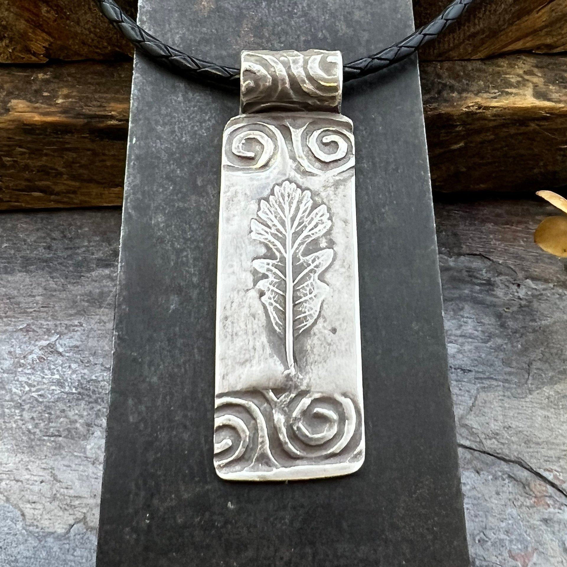 Oak Leaf Pendant, Sterling Silver, Sacred Celtic Trees, Irish Celtic Spirals, Druid Dryad, Pagan Earth, Crann Bethadh, Celtic Tree of Life