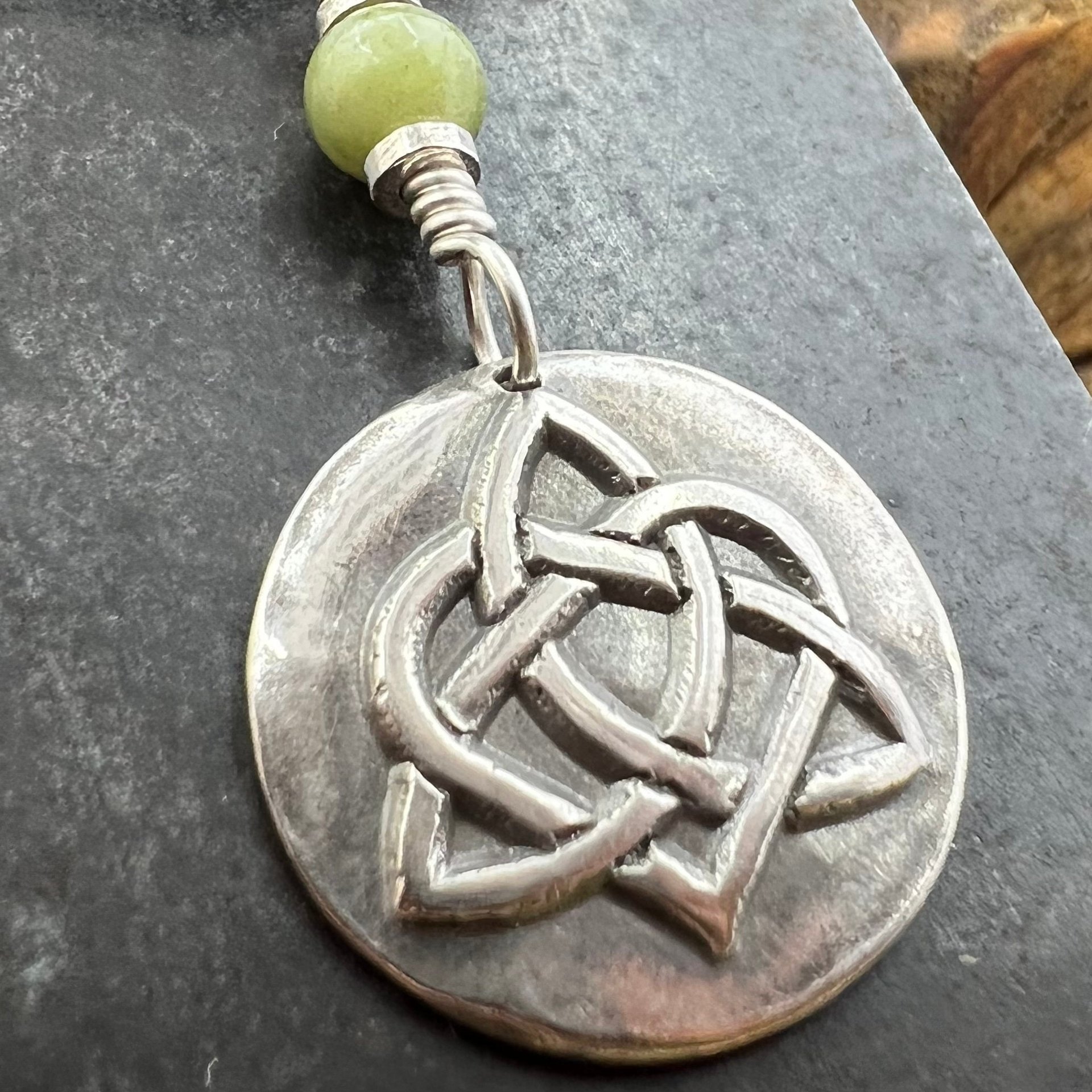 Celtic Heart Knot, Sterling Silver, Wax Seal Charm, Connemara Marble, Irish Celtic Jewelry, Pagan Art, Leather & Vegan Cords, Soul Harbor