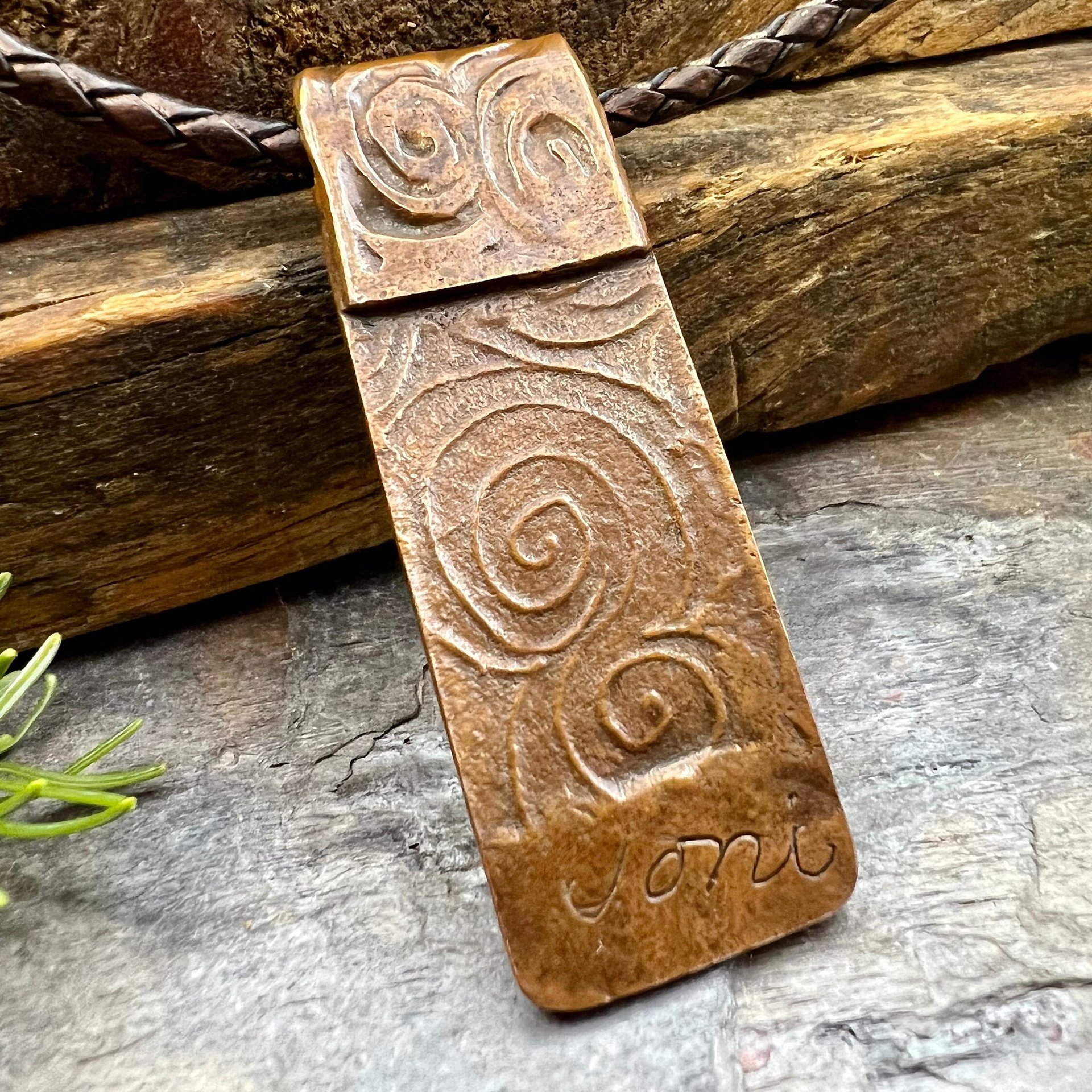 Pine Tree Pendant, Celtic Spirals, Copper Tree Necklace, Evergreen Coniferous Trees, Earthy Rustic Art Jewelry, Hand Carved, Tree of Life