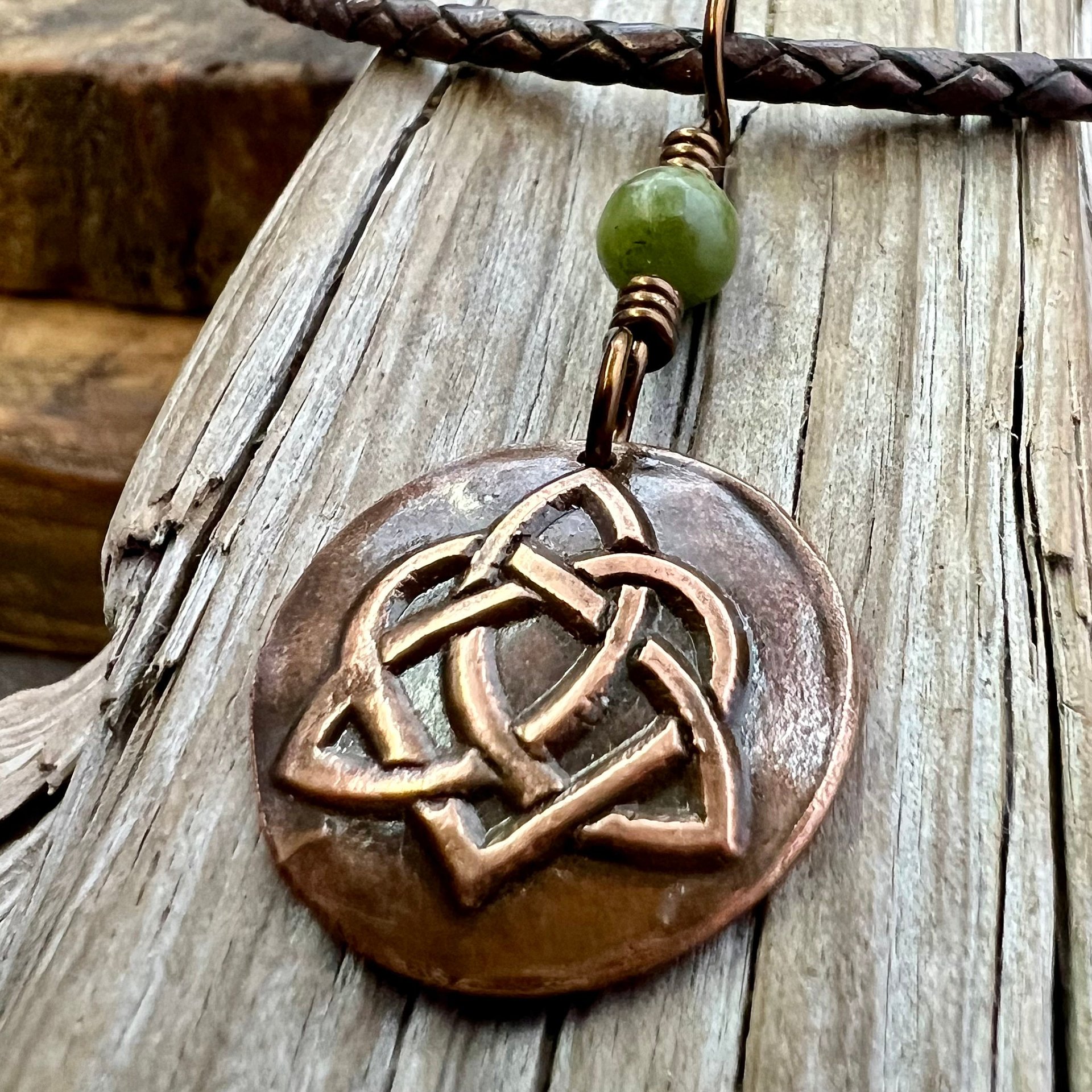 Celtic Heart Trinity Knot, Copper Charm, Connemara Marble, Irish Celtic Jewelry, Soul Mate, Love Knot Infinity Eternity, Soul Harbor Jewelry