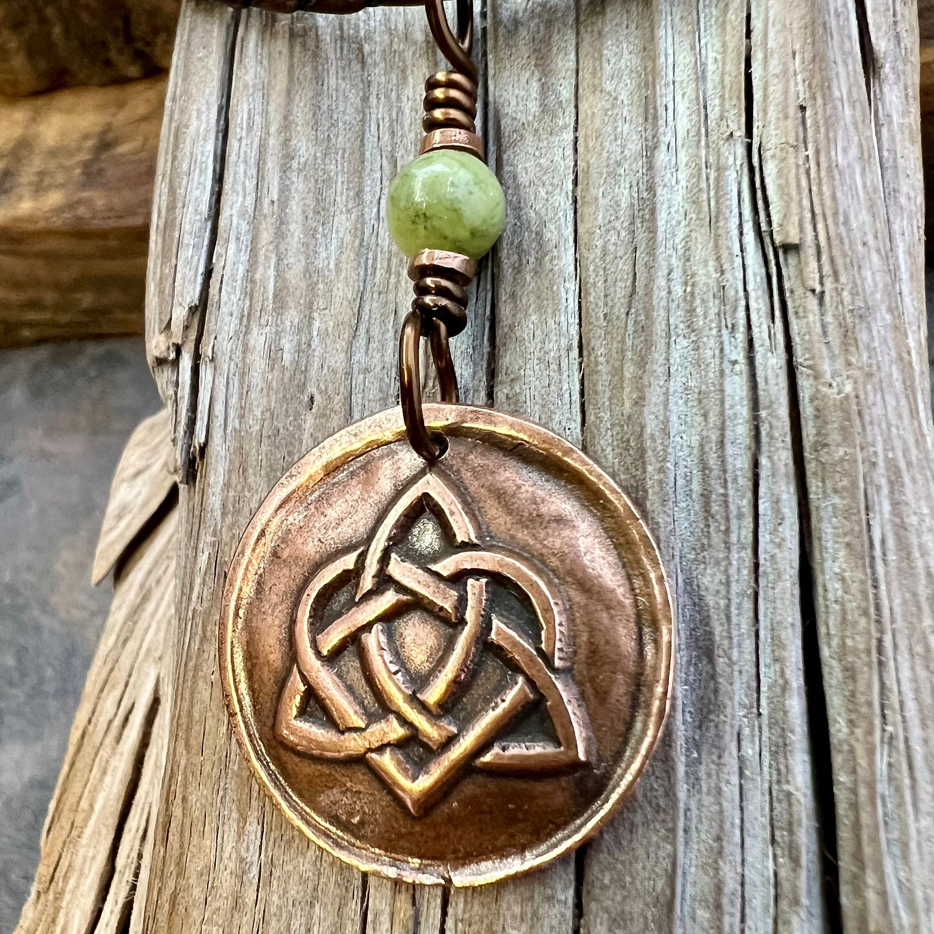 Celtic Love Knot, Copper Heart Trinity Knot Charm, Connemara Marble, Wax Seal Charm, Irish Celtic Jewelry, Soul Mate, Infinity, Eternity