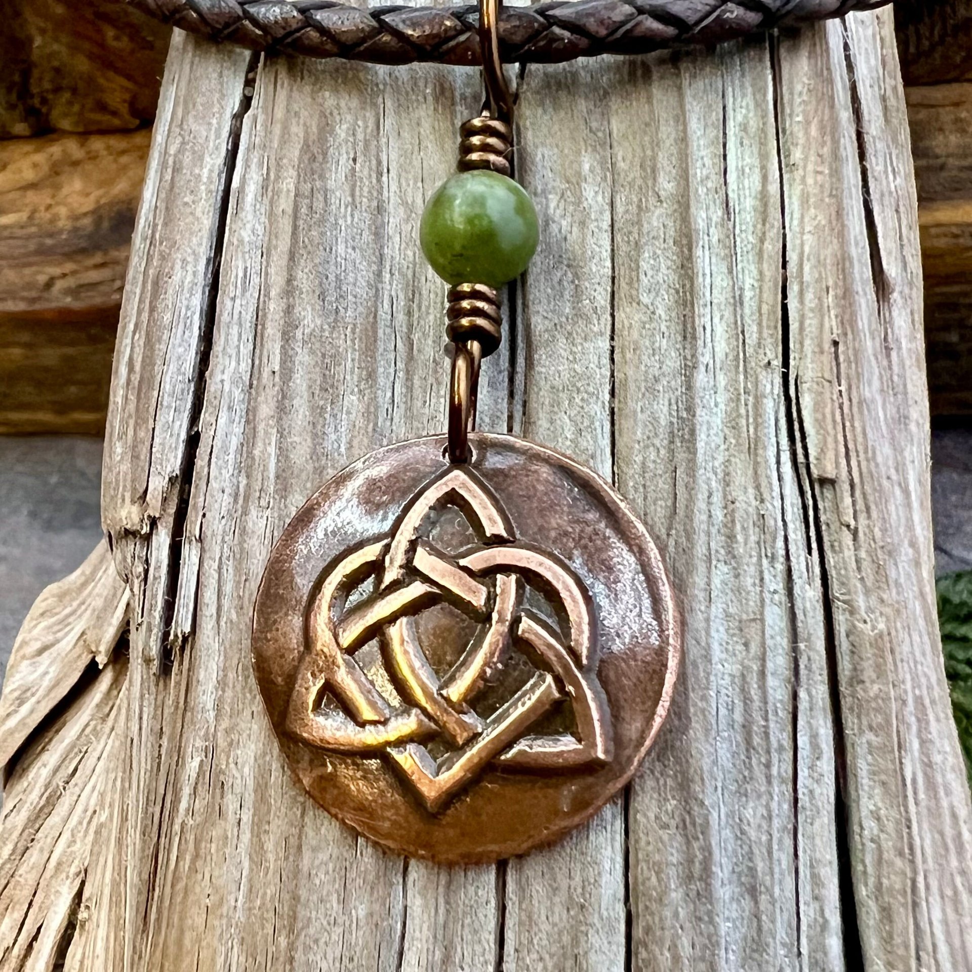 Celtic Heart Trinity Knot, Copper Charm, Connemara Marble, Irish Celtic Jewelry, Soul Mate, Love Knot Infinity Eternity, Soul Harbor Jewelry