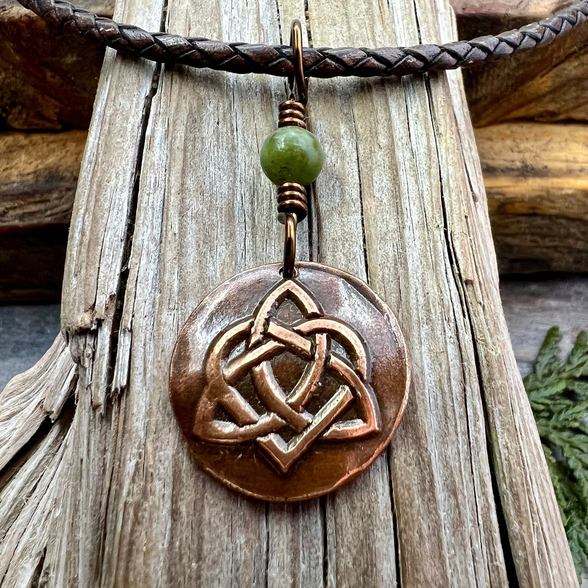 Celtic Heart Trinity Knot, Copper Charm, Connemara Marble, Irish Celtic Jewelry, Soul Mate, Love Knot Infinity Eternity, Soul Harbor Jewelry