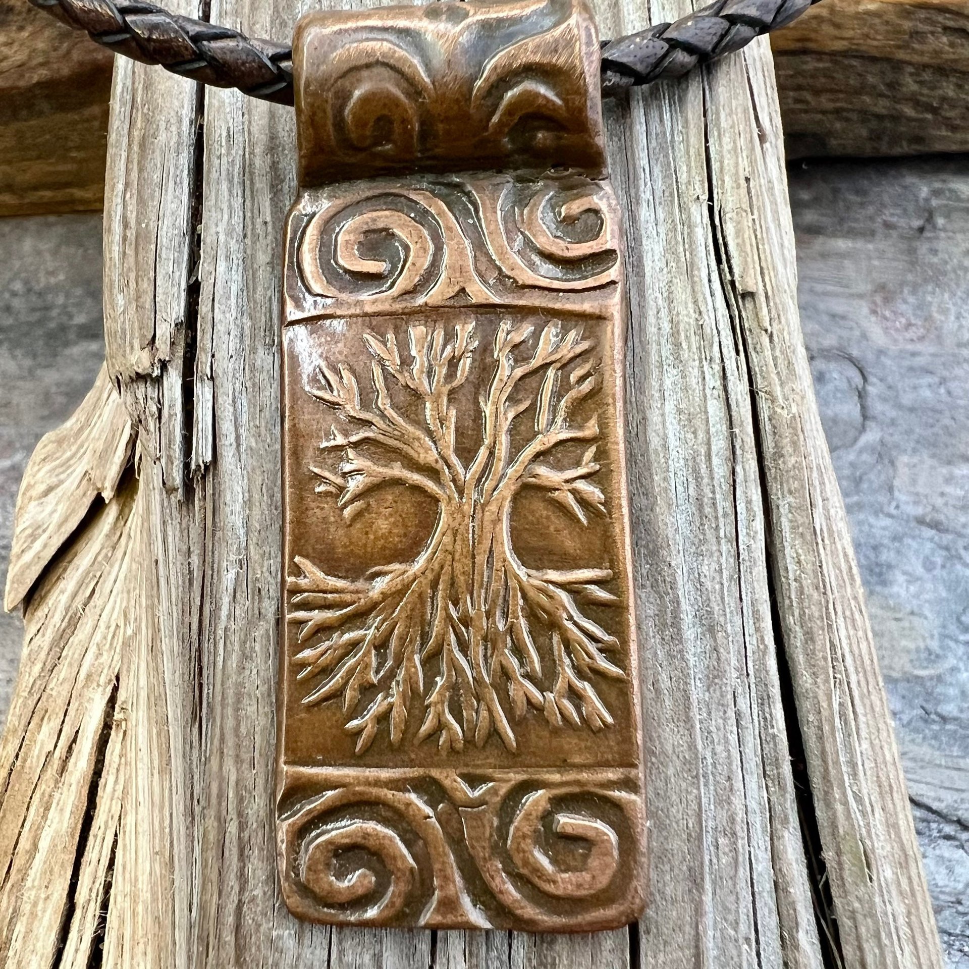 Celtic Tree of Life, Copper Pendant, Irish Celtic Spirals, Hand Carved, Crann Bethadh, Soul Harbor Jewelry, Handmade Art, Celtic Witch Pagan