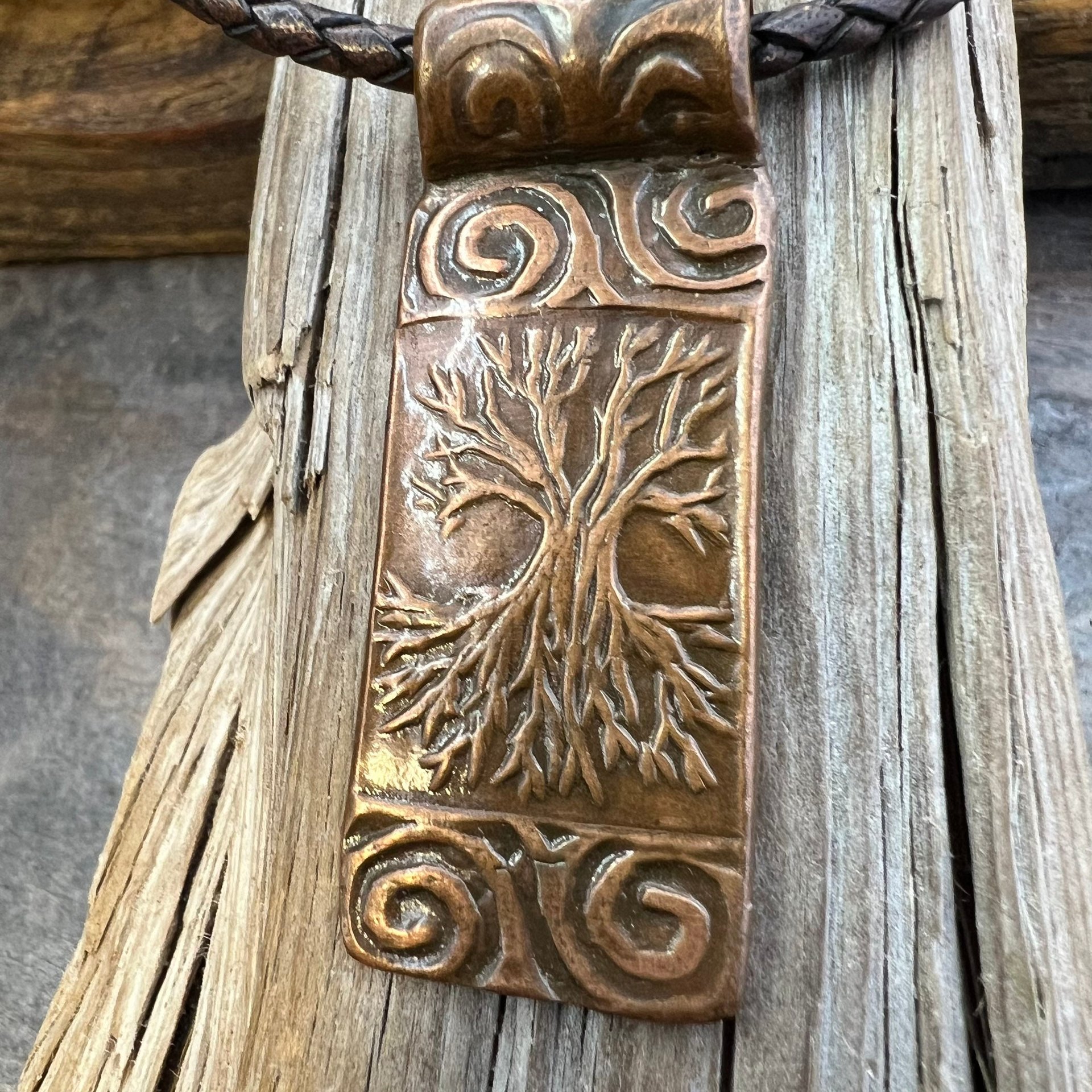 Celtic Tree of Life, Copper Pendant, Irish Celtic Spirals, Hand Carved, Crann Bethadh, Soul Harbor Jewelry, Handmade Art, Celtic Witch Pagan