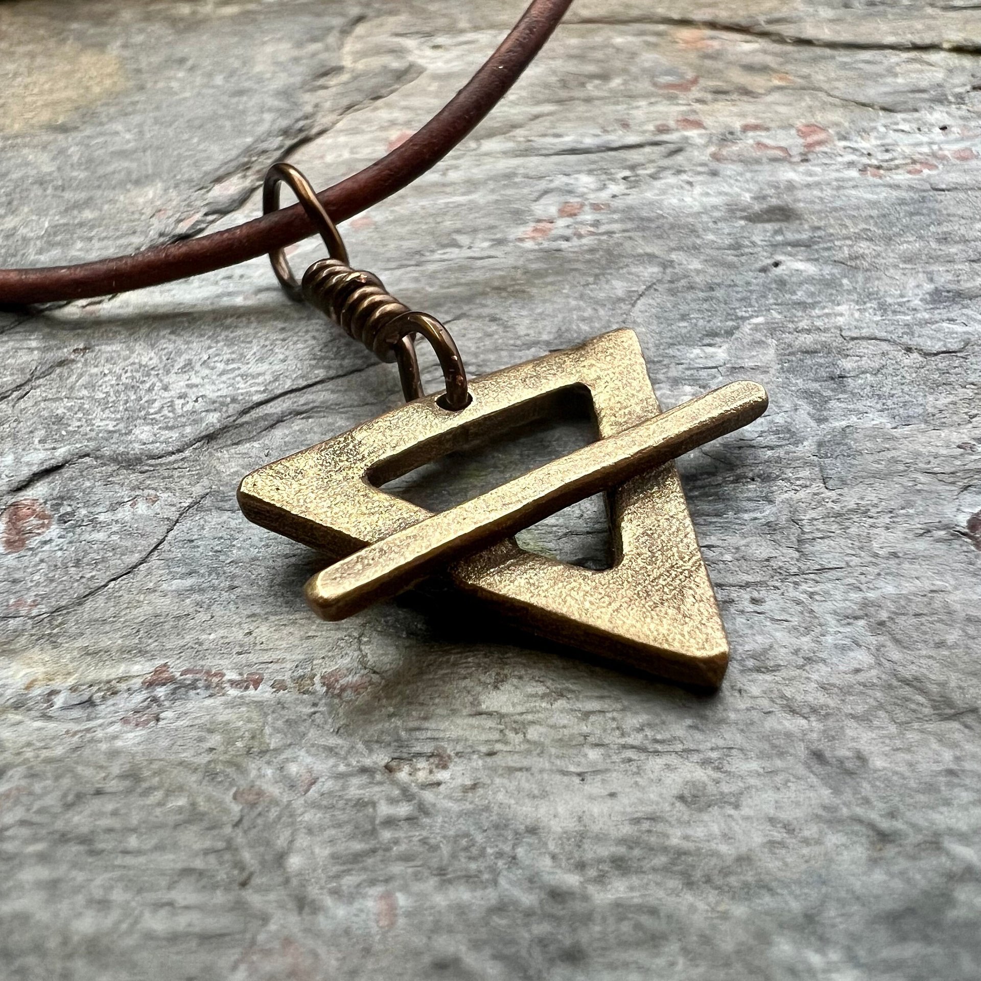 Earth Element Symbol, Bronze Elemental Signs, Pagan Gift, Astrological Signs, Taurus, Virgo, Capricorn, Winter, North, Triangle Symbols