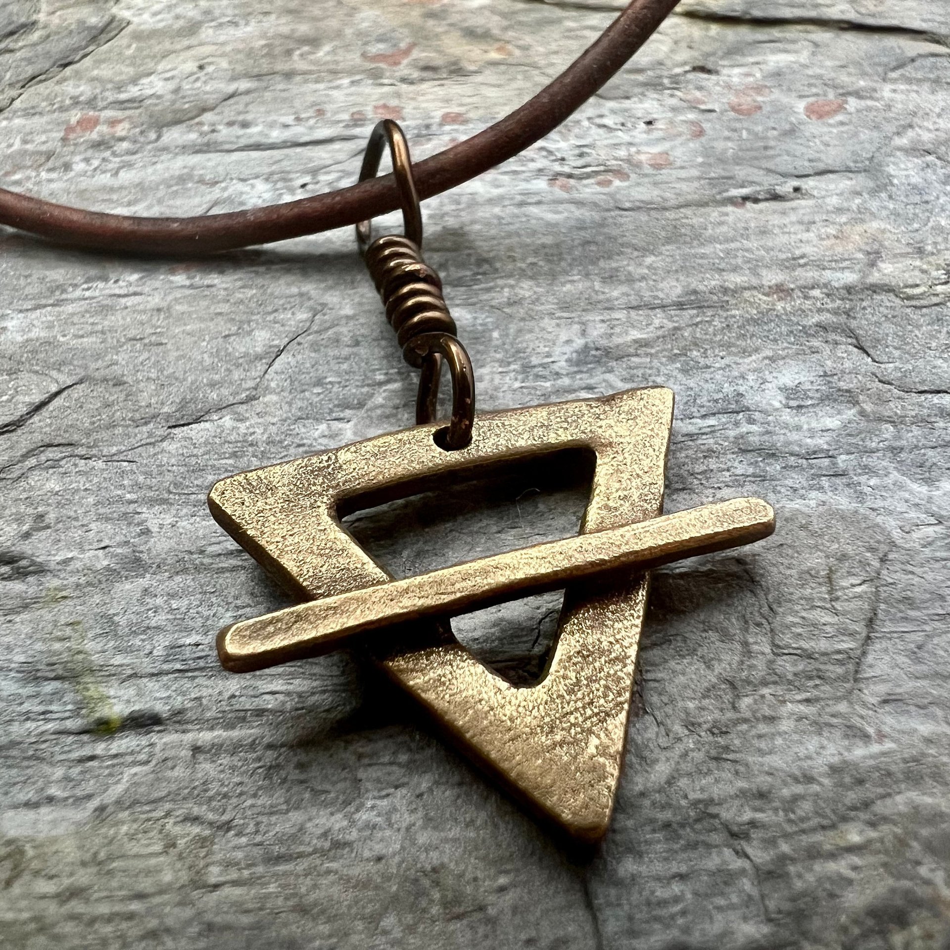 Earth Element Symbol, Bronze Elemental Signs, Pagan Gift, Astrological Signs, Taurus, Virgo, Capricorn, Winter, North, Triangle Symbols