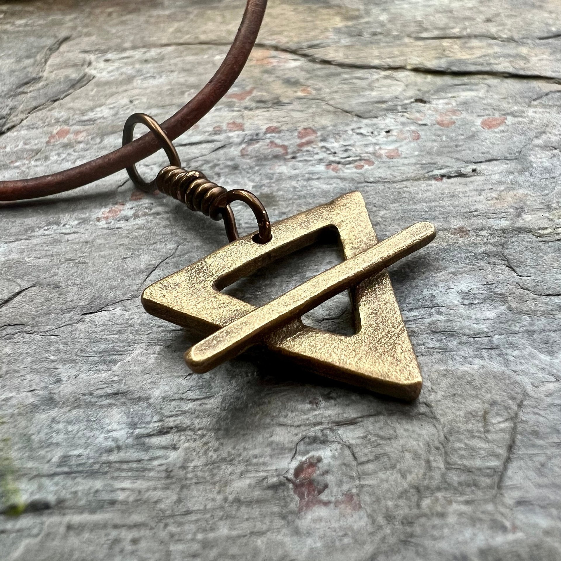 Earth Element Symbol, Bronze Elemental Signs, Pagan Gift, Astrological Signs, Taurus, Virgo, Capricorn, Winter, North, Triangle Symbols