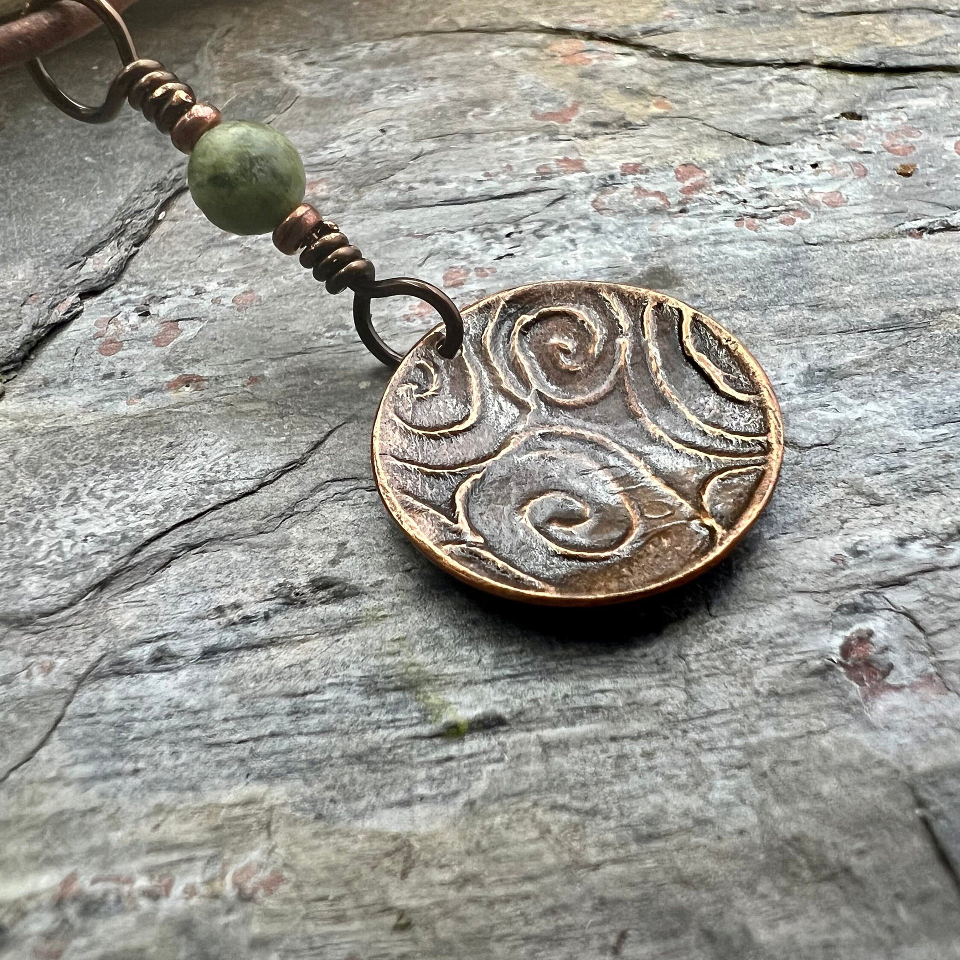 Copper Celtic Cross, Wax Seal Charm, Connemara Marble, Irish Celtic, Copper Cross Necklace, Leather & Vegan Cords, Handmade Art Jewelry