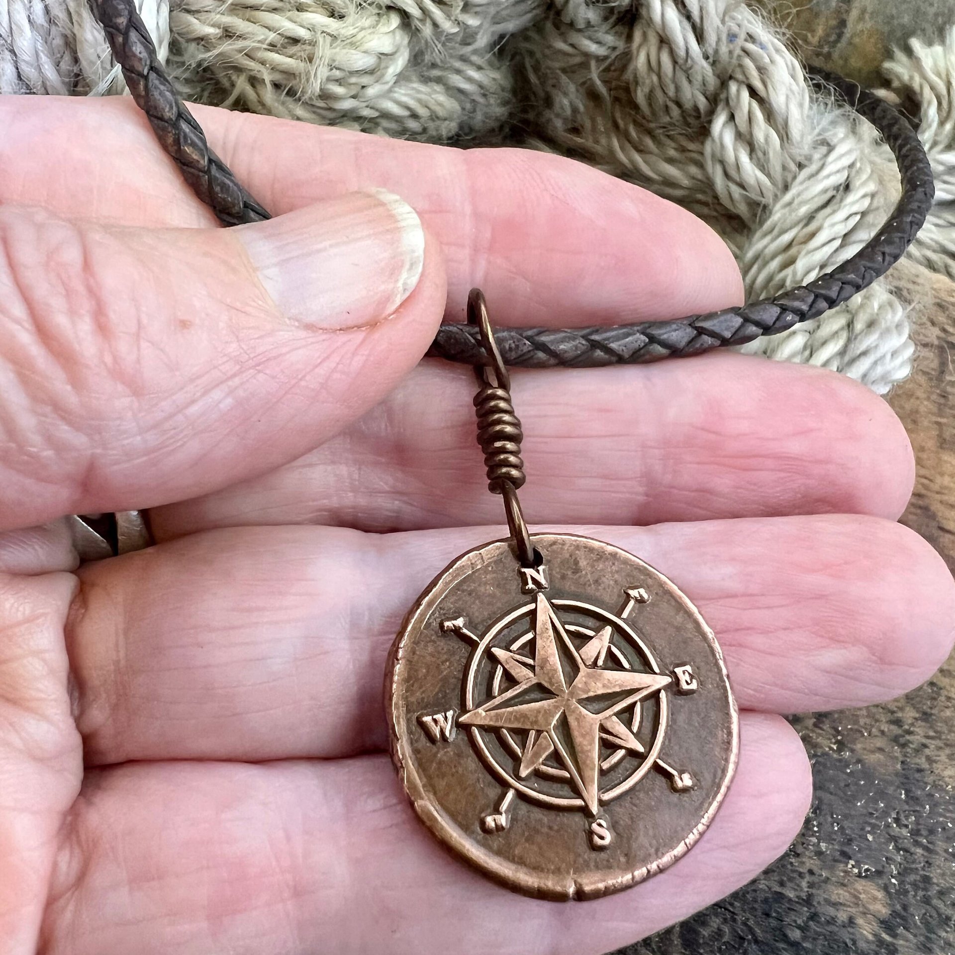 Compass Rose, Copper Pendant, Sailing Gifts, Nautical Jewelry, Men's Jewelry, Sailor Necklace, 7th Anniversary, Protection Talisman