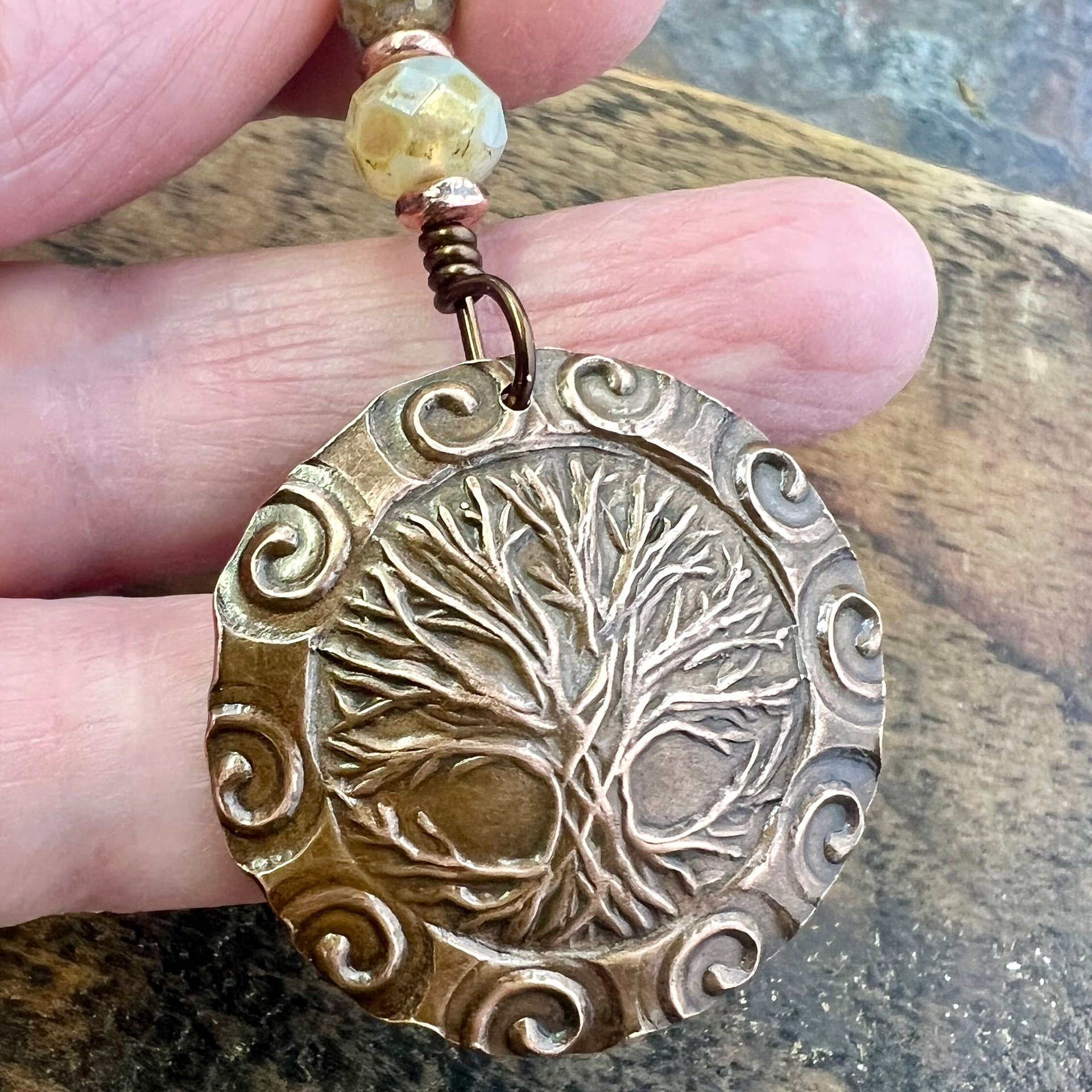 Celtic Tree of Life, Copper Pendant, Irish Celtic Spirals, Round Tree of Life, Crann Bethadh, Soul Harbor Jewelry, Artwork