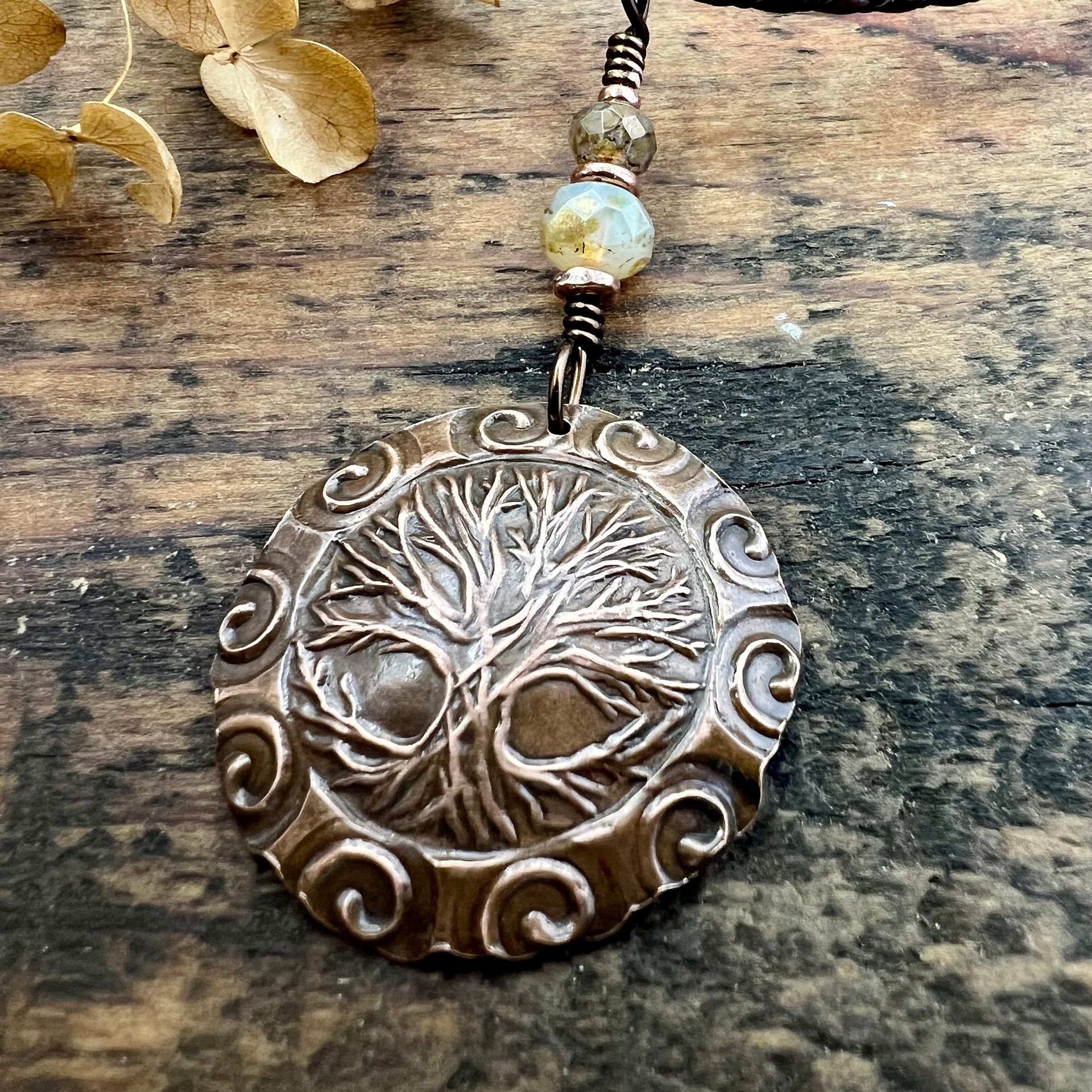 Celtic Tree of Life, Copper Pendant, Irish Celtic Spirals, Round Tree of Life, Crann Bethadh, Soul Harbor Jewelry, Artwork