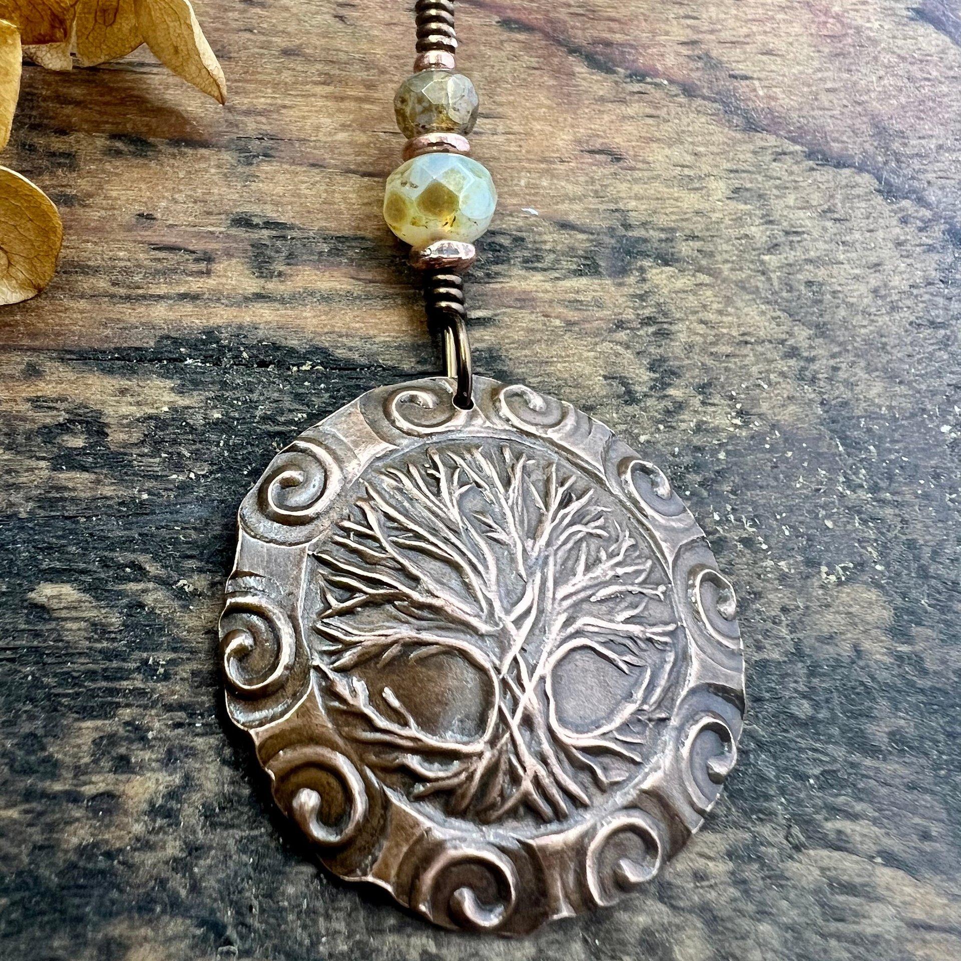 Celtic Tree of Life, Copper Pendant, Irish Celtic Spirals, Round Tree of Life, Crann Bethadh, Soul Harbor Jewelry, Artwork