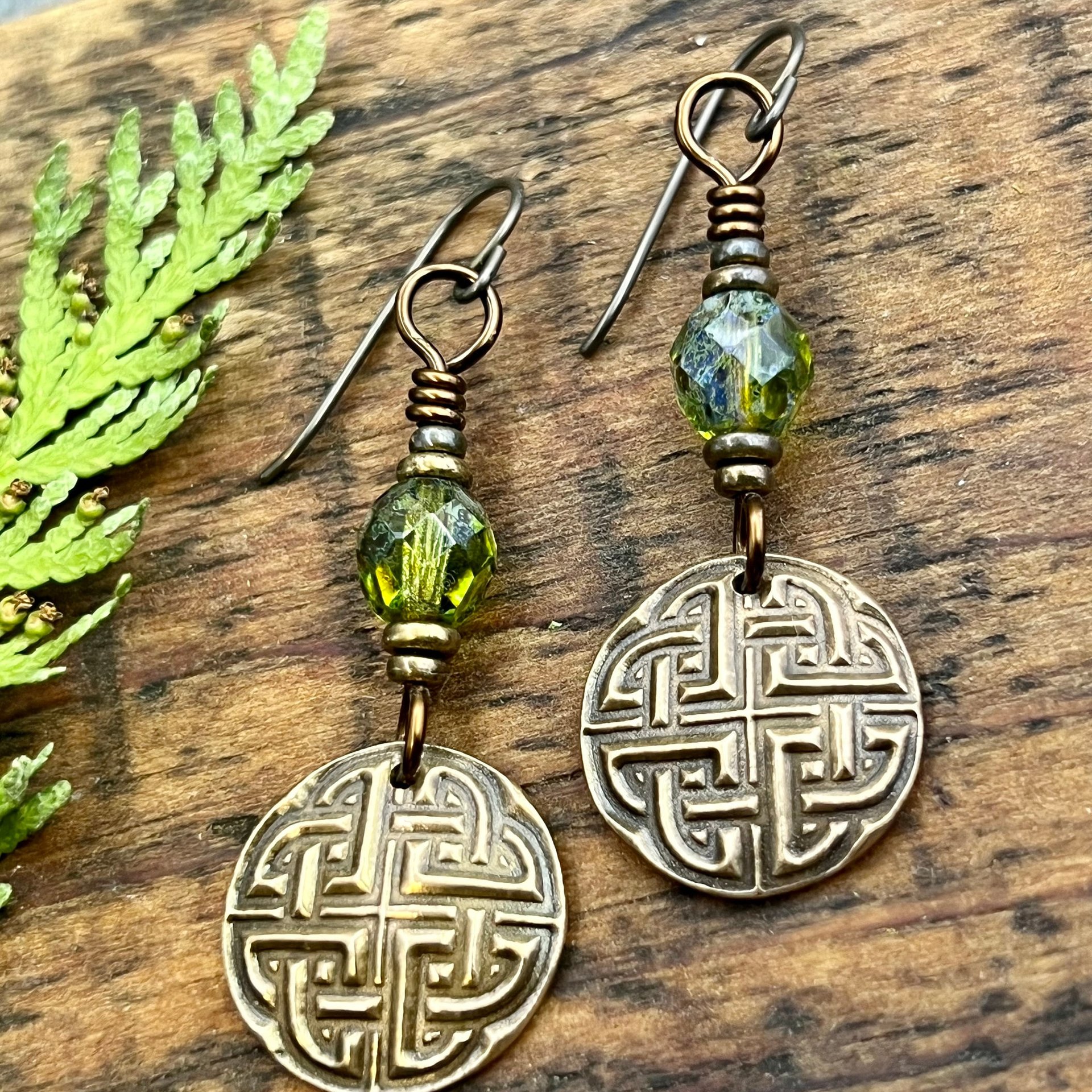 Celtic Knot, Bronze Earrings, Triquetra, Irish Celtic Jewelry, Czech Glass, Celtic Knots, St Patrick's Day, Eternity, Triple Goddess