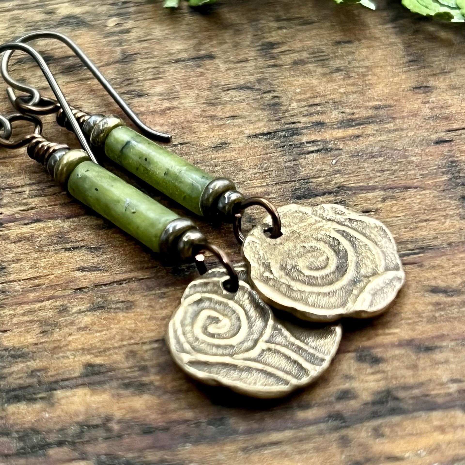 Celtic Knot, Bronze Earrings, Irish Celtic Jewelry, Connemara Marble, Hypoallergenic, Niobium Ear Wires, St Patrick's Day, Eternity, Triple Goddess