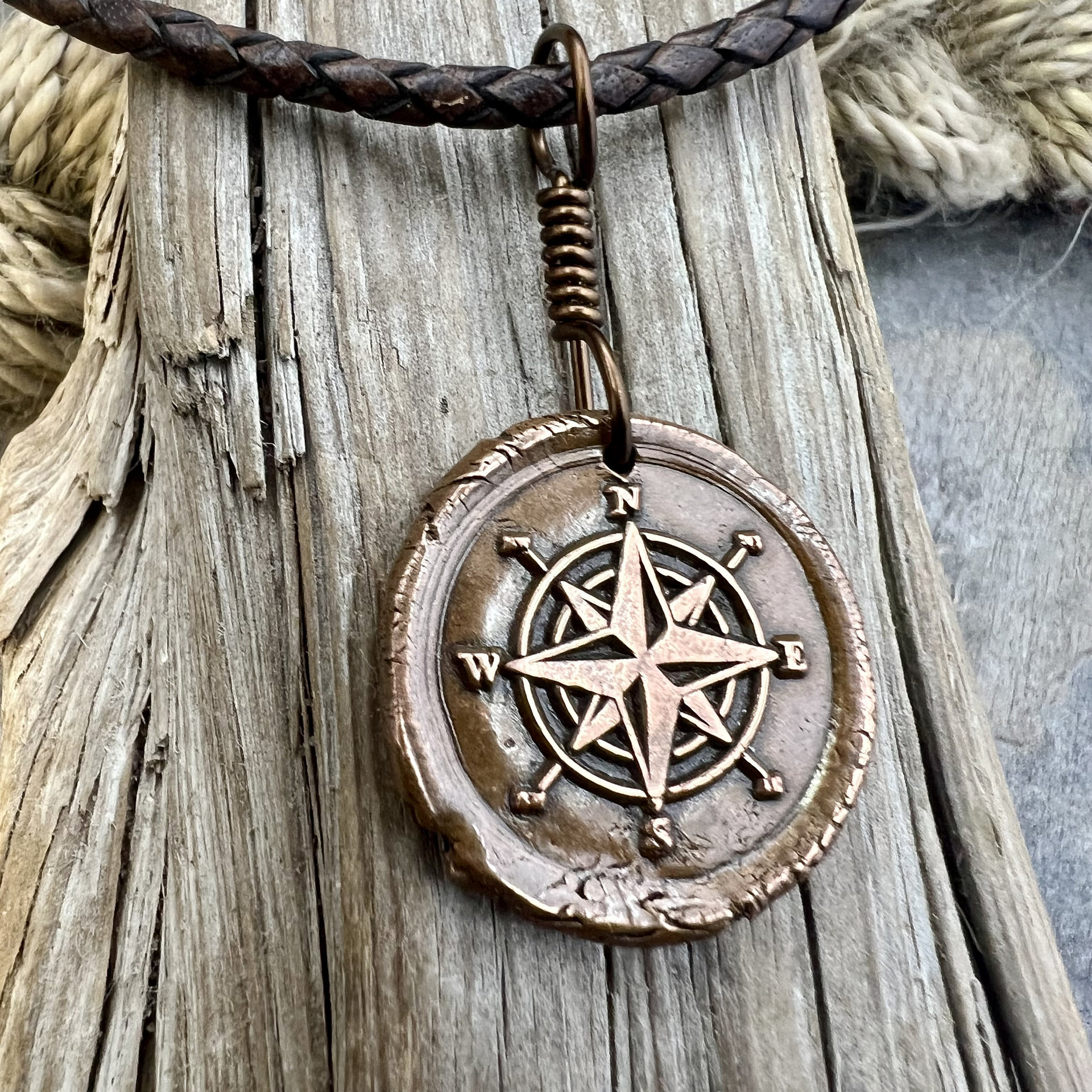 Compass Rose, Copper Pendant, Sailing Gifts, Nautical Jewelry, Men's Jewelry, Sailor Necklace, 7th Anniversary, Protection Talisman