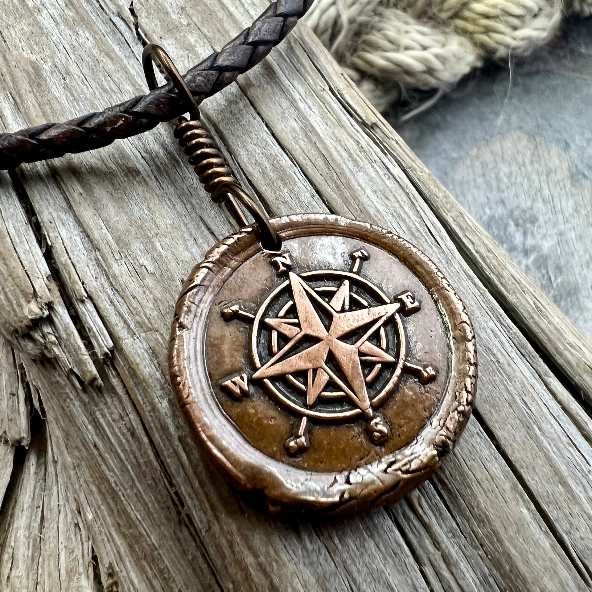 Compass Rose, Copper Pendant, Sailing Gifts, Nautical Jewelry, Men's Jewelry, Sailor Necklace, 7th Anniversary, Protection Talisman