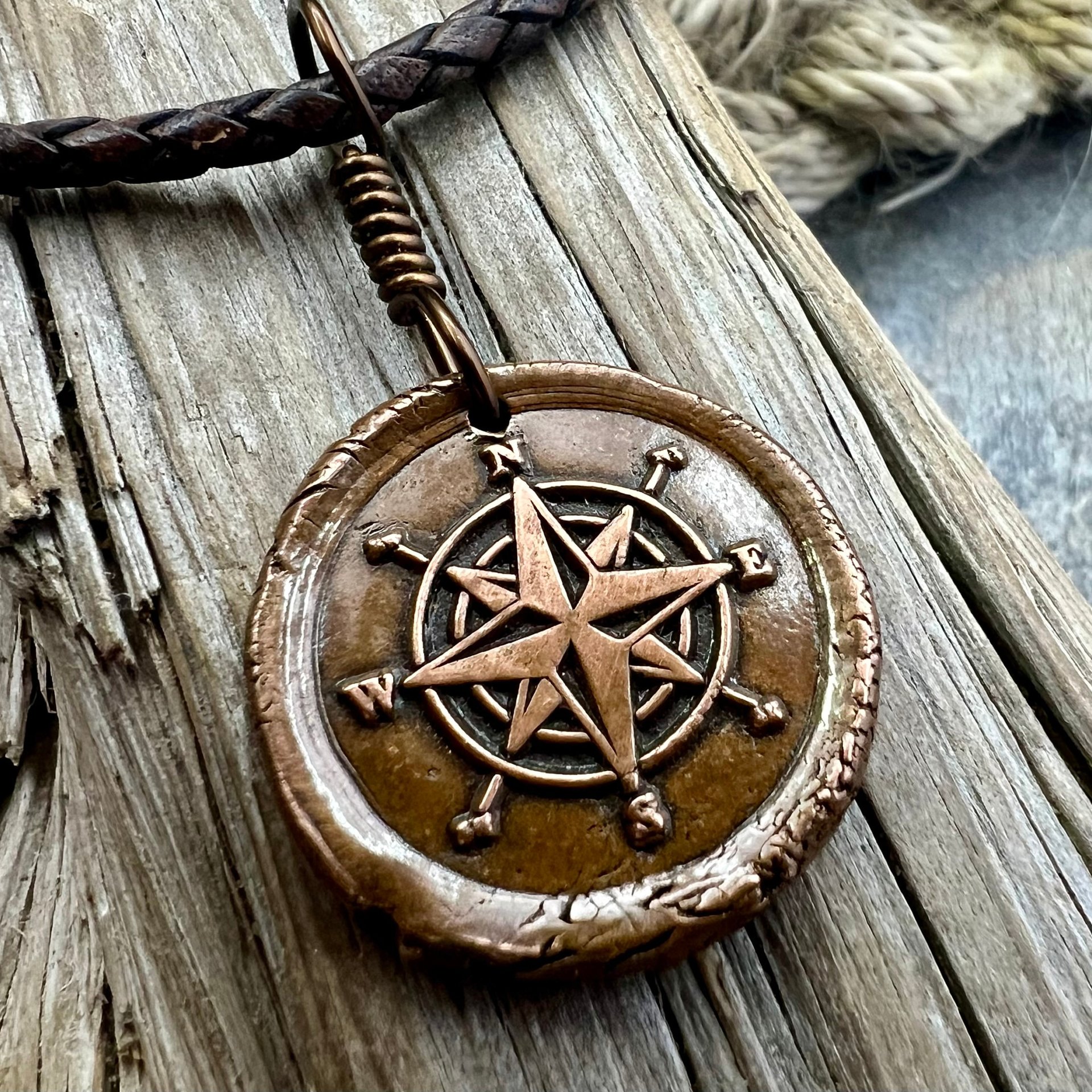 Compass Rose, Copper Pendant, Sailing Gifts, Nautical Jewelry, Men's Jewelry, Sailor Necklace, 7th Anniversary, Protection Talisman