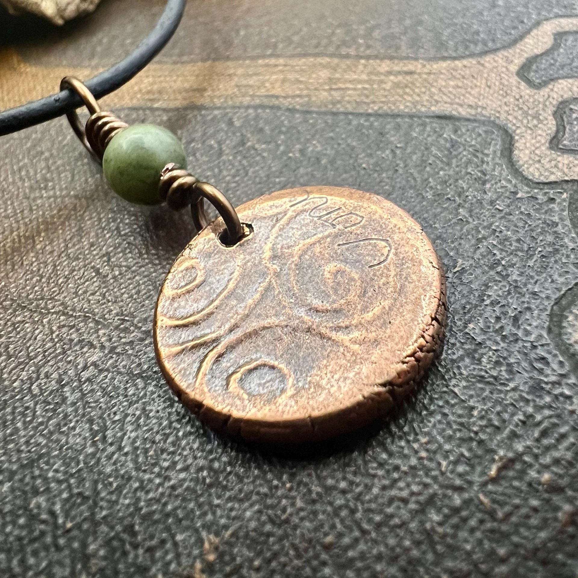 Copper Claddagh Charm, Wax Seal Charm, Connemara Marble, Irish Celtic Jewelry, Pagan, 7th Anniversary, Love, Friendship, Loyalty, Handmade