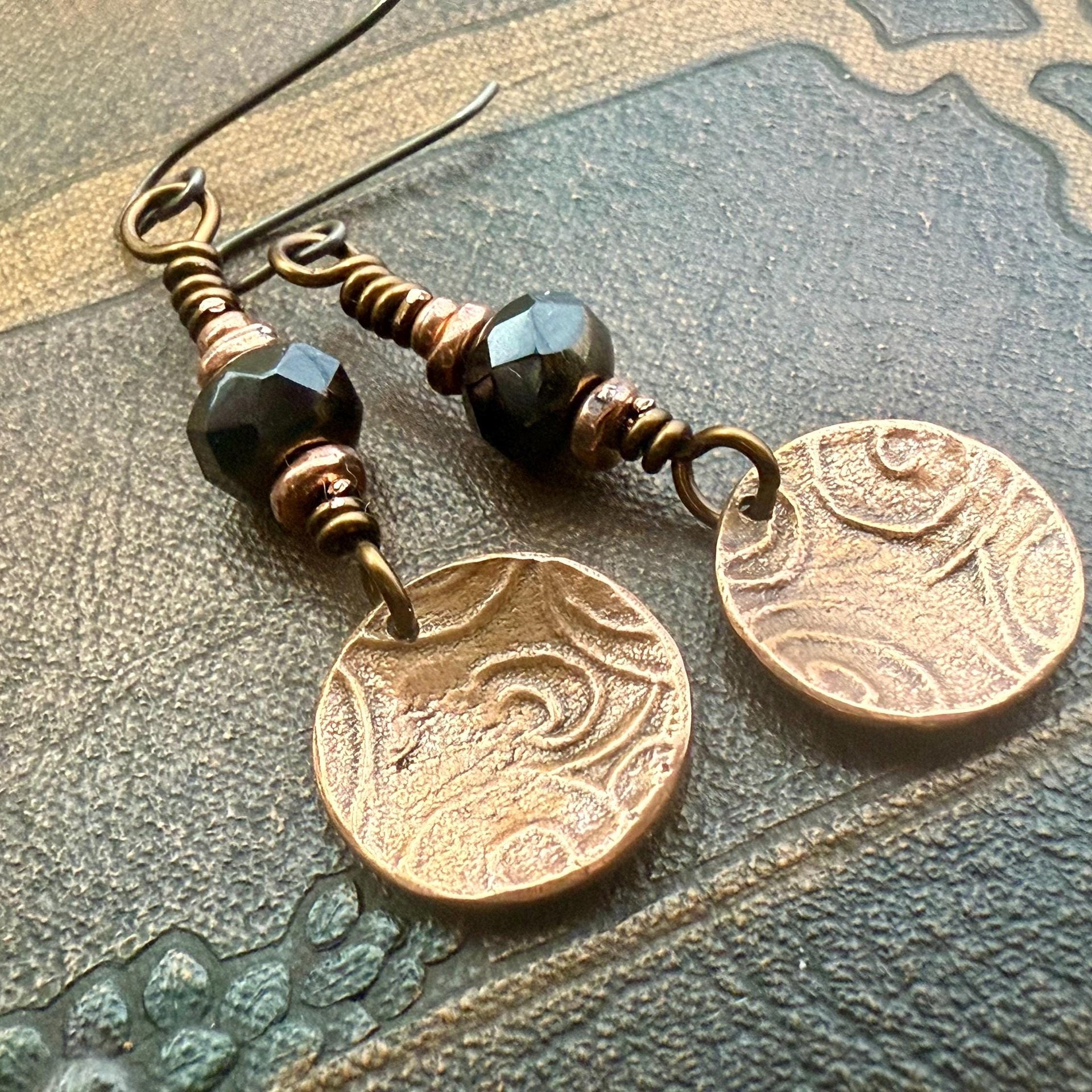 Raven Copper Earrings, Irish Celtic Jewelry, Odin's Ravens, Pagan Wiccan, Celtic Witch Goddess, Crow Corvid, Hypoallergenic Ear Wires