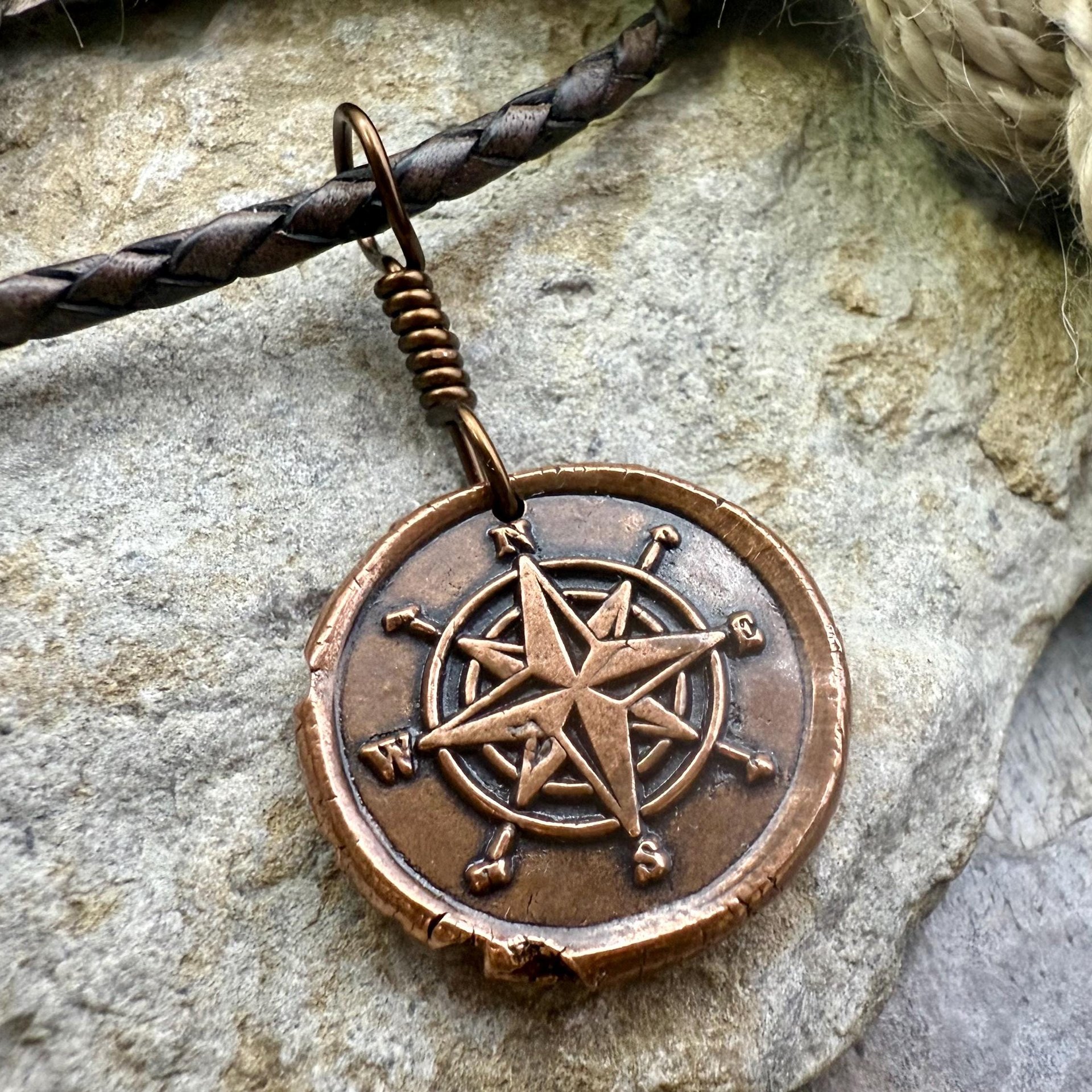Compass Rose, Copper Pendant, Sailing Gifts, Nautical Jewelry, Men's Jewelry, Sailor Necklace, 7th Anniversary, Protection Talisman