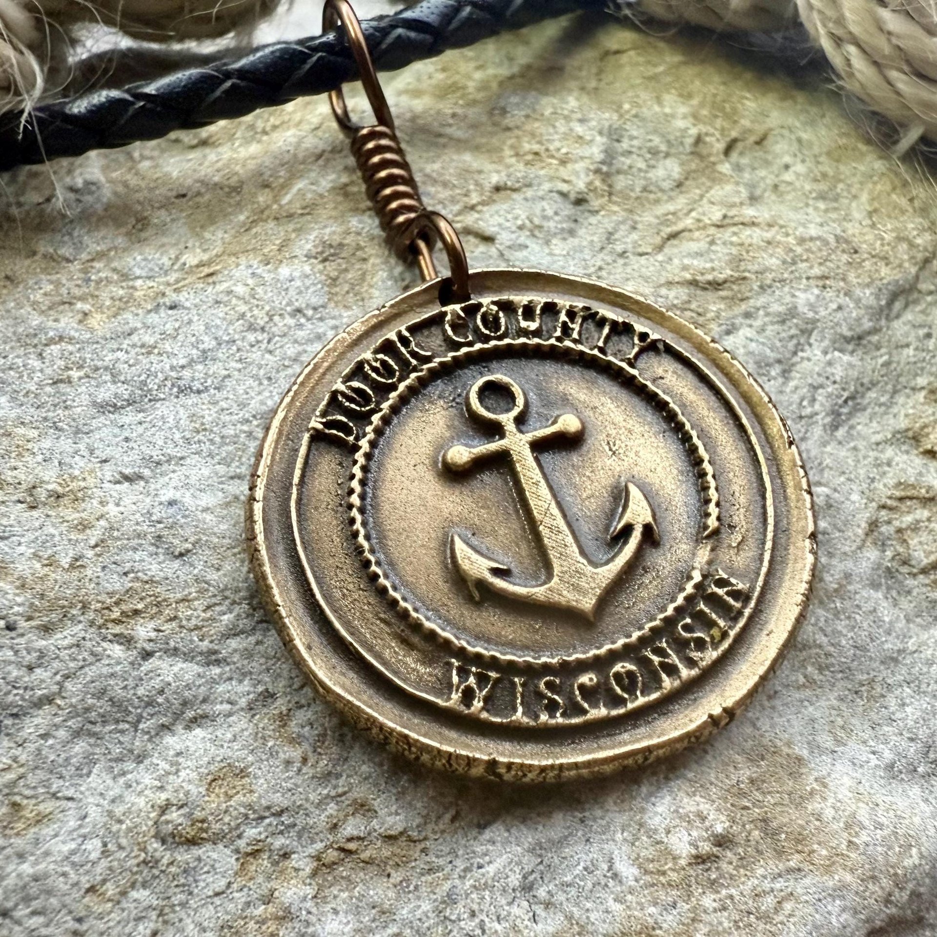 Door County Wisconsin, Anchor Charm, Bronze Pendant, Celtic Spirals, Nautical Sailing, Protection Guidance Talisman, Great Lakes, Journey