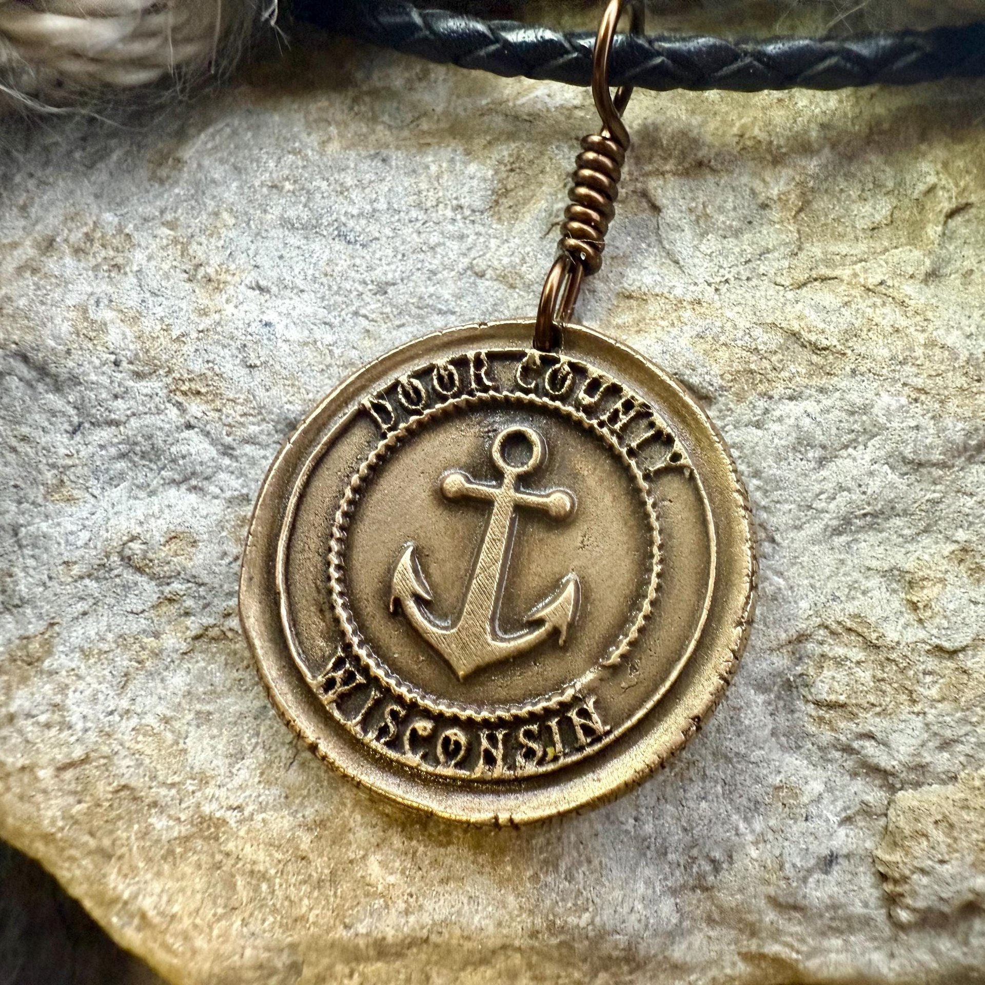Door County Wisconsin, Anchor Charm, Bronze Pendant, Celtic Spirals, Nautical Sailing, Protection Guidance Talisman, Great Lakes, Journey
