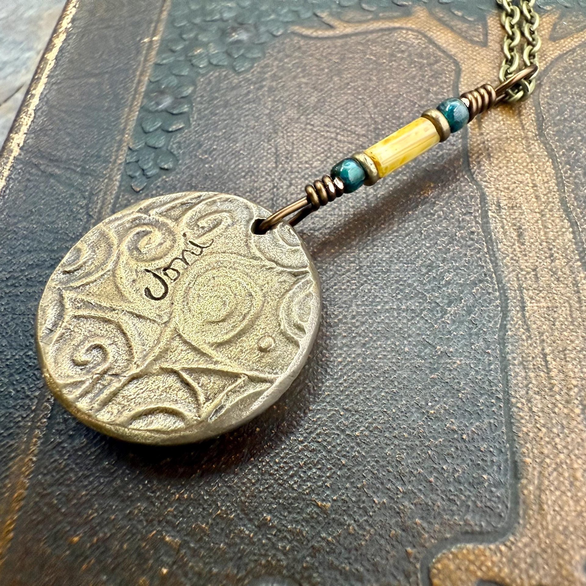 Sunflower Pendant, Bronze Jewelry, Ukraine Sunflower Necklace, Botanical Pendant, Green Witch, Leather & Vegan Cords, Handmade Earthy Gifts