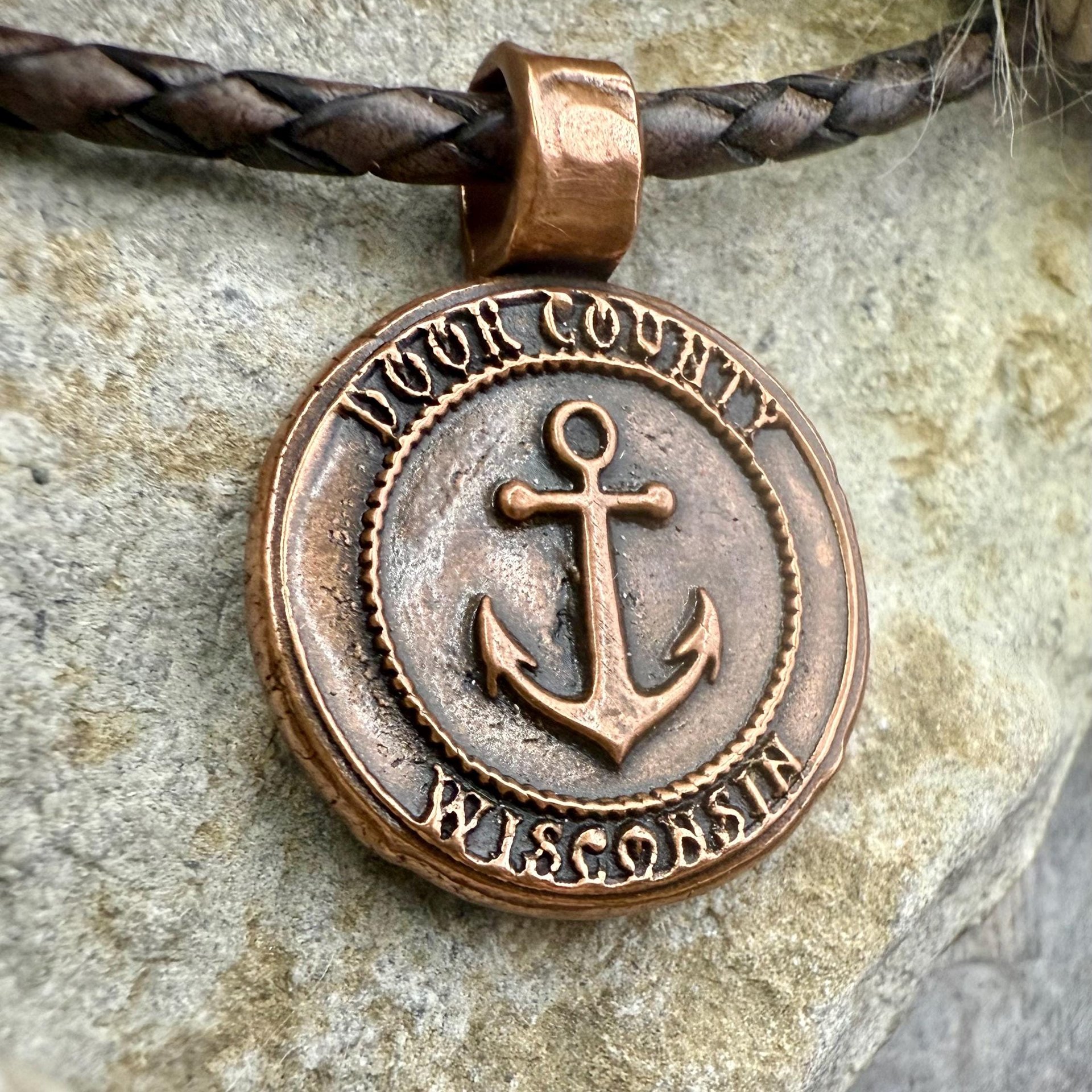Door County Wisconsin, Anchor Charm, Copper Pendant, Celtic Spiral, Nautical Sailing, Protection Guidance Talisman, Great Lakes, Journey