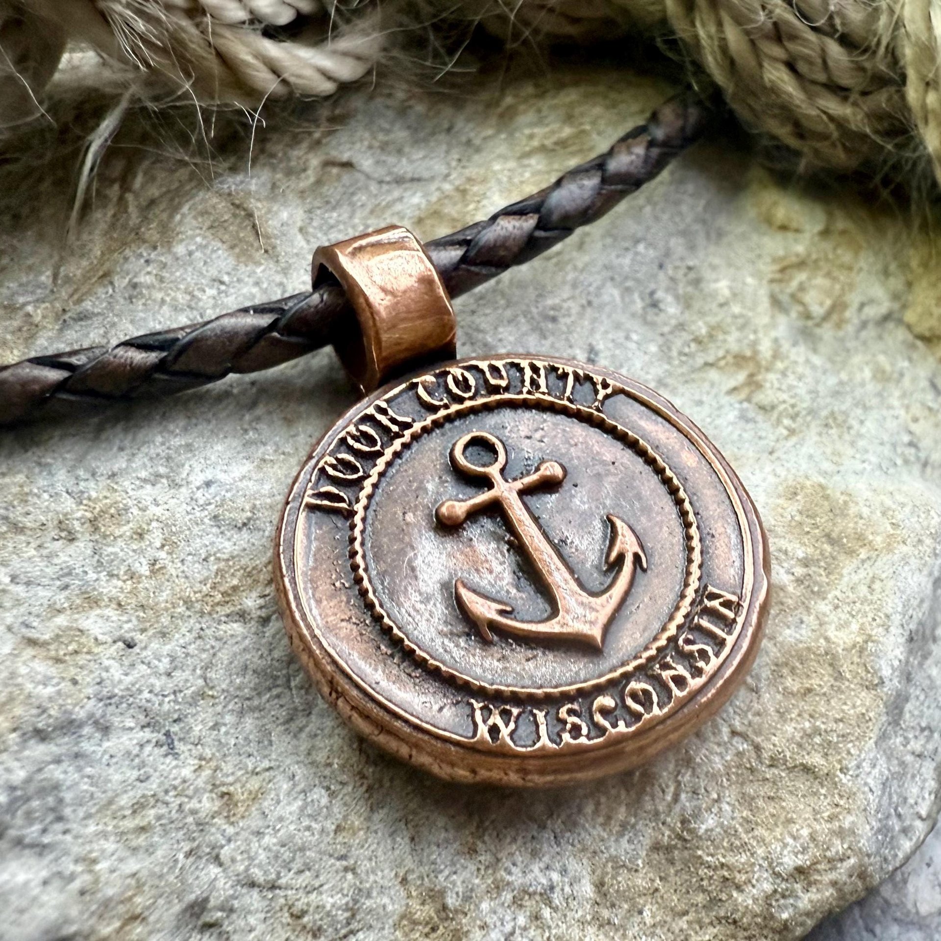 Door County Wisconsin, Anchor Charm, Copper Pendant, Celtic Spiral, Nautical Sailing, Protection Guidance Talisman, Great Lakes, Journey