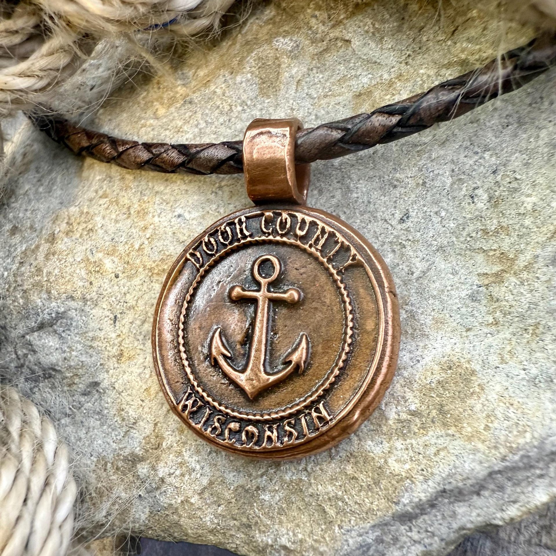 Door County Wisconsin, Anchor Charm, Copper Pendant, Celtic Spiral, Nautical Sailing, Protection Guidance Talisman, Great Lakes, Journey