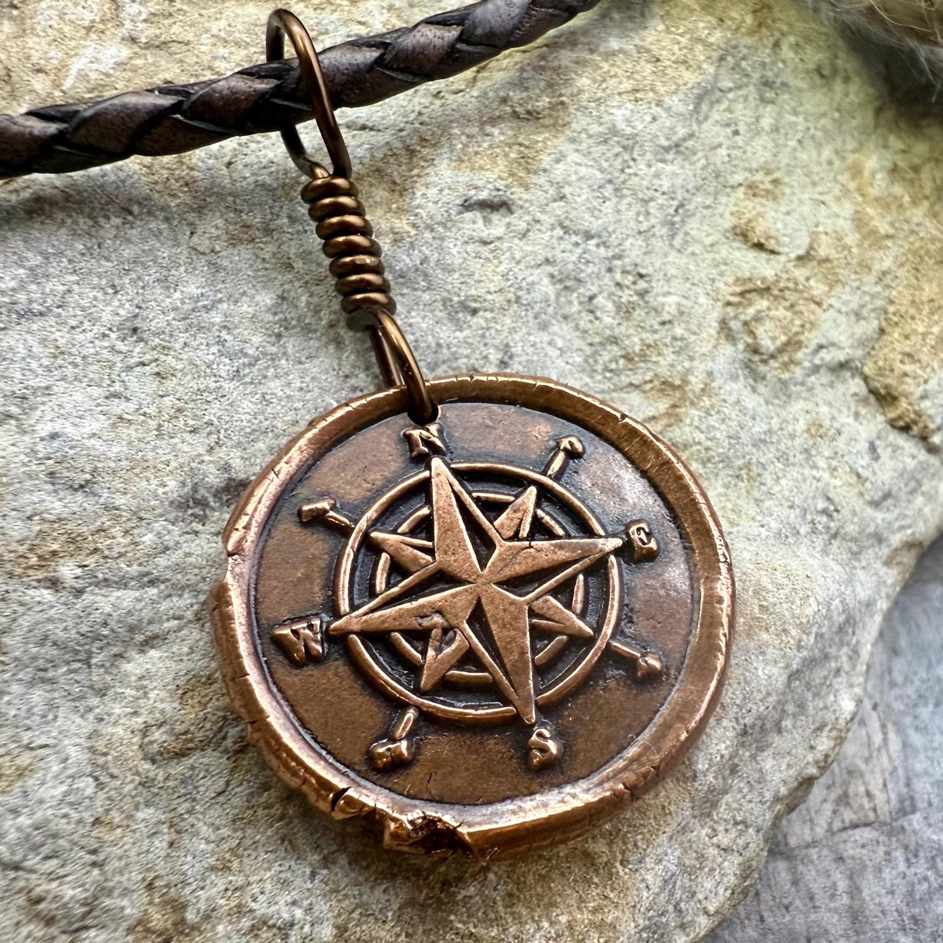 Compass Rose, Copper Pendant, Sailing Gifts, Nautical Jewelry, Men's Jewelry, Sailor Necklace, 7th Anniversary, Protection Talisman