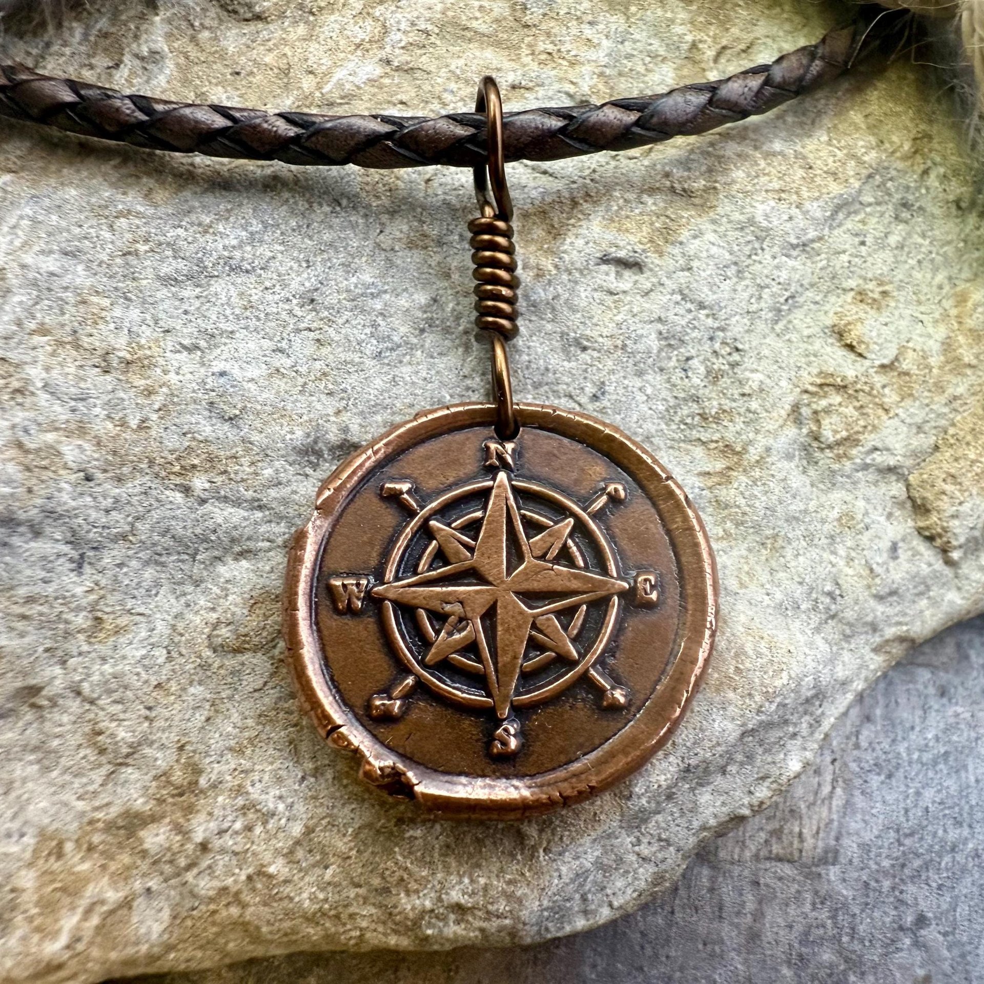 Compass Rose, Copper Pendant, Sailing Gifts, Nautical Jewelry, Men's Jewelry, Sailor Necklace, 7th Anniversary, Protection Talisman