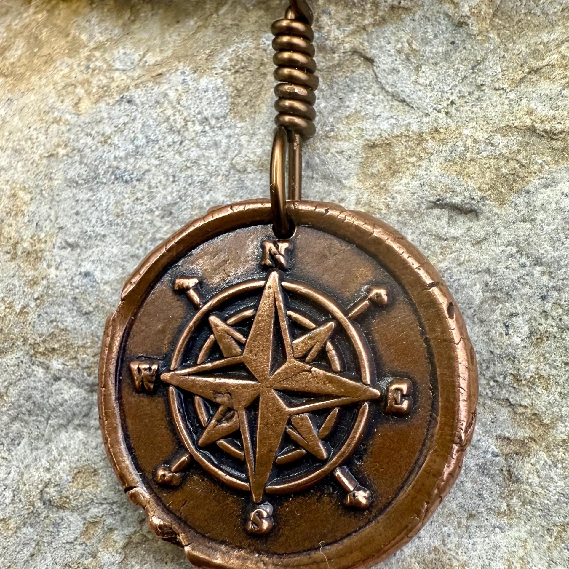 Compass Rose, Copper Pendant, Sailing Gifts, Nautical Jewelry, Men's Jewelry, Sailor Necklace, 7th Anniversary, Protection Talisman
