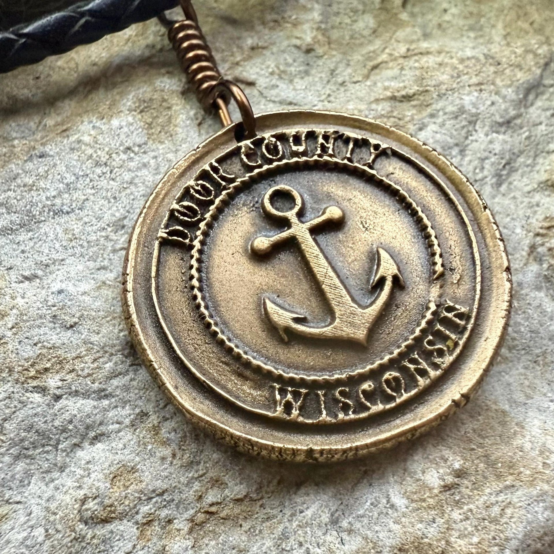 Door County Wisconsin, Anchor Charm, Bronze Pendant, Celtic Spirals, Nautical Sailing, Protection Guidance Talisman, Great Lakes, Journey