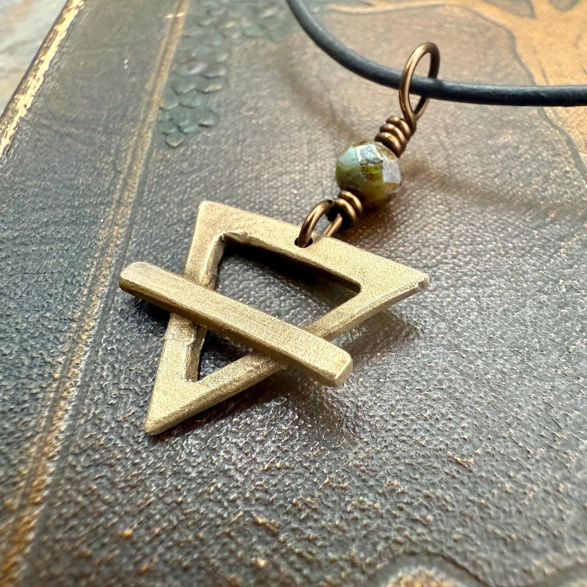 Earth Element Symbol, Bronze Elemental Signs, Pagan Gift, Astrological Signs, Taurus, Virgo, Capricorn, Winter, North, Triangle Symbols