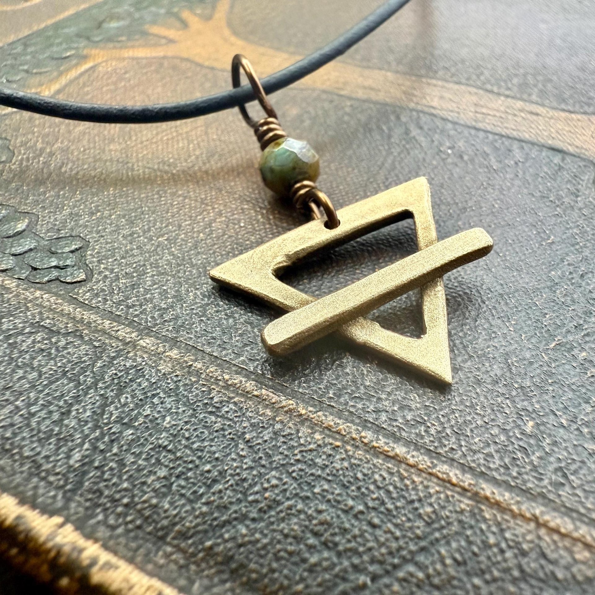 Earth Element Symbol, Bronze Elemental Signs, Pagan Gift, Astrological Signs, Taurus, Virgo, Capricorn, Winter, North, Triangle Symbols