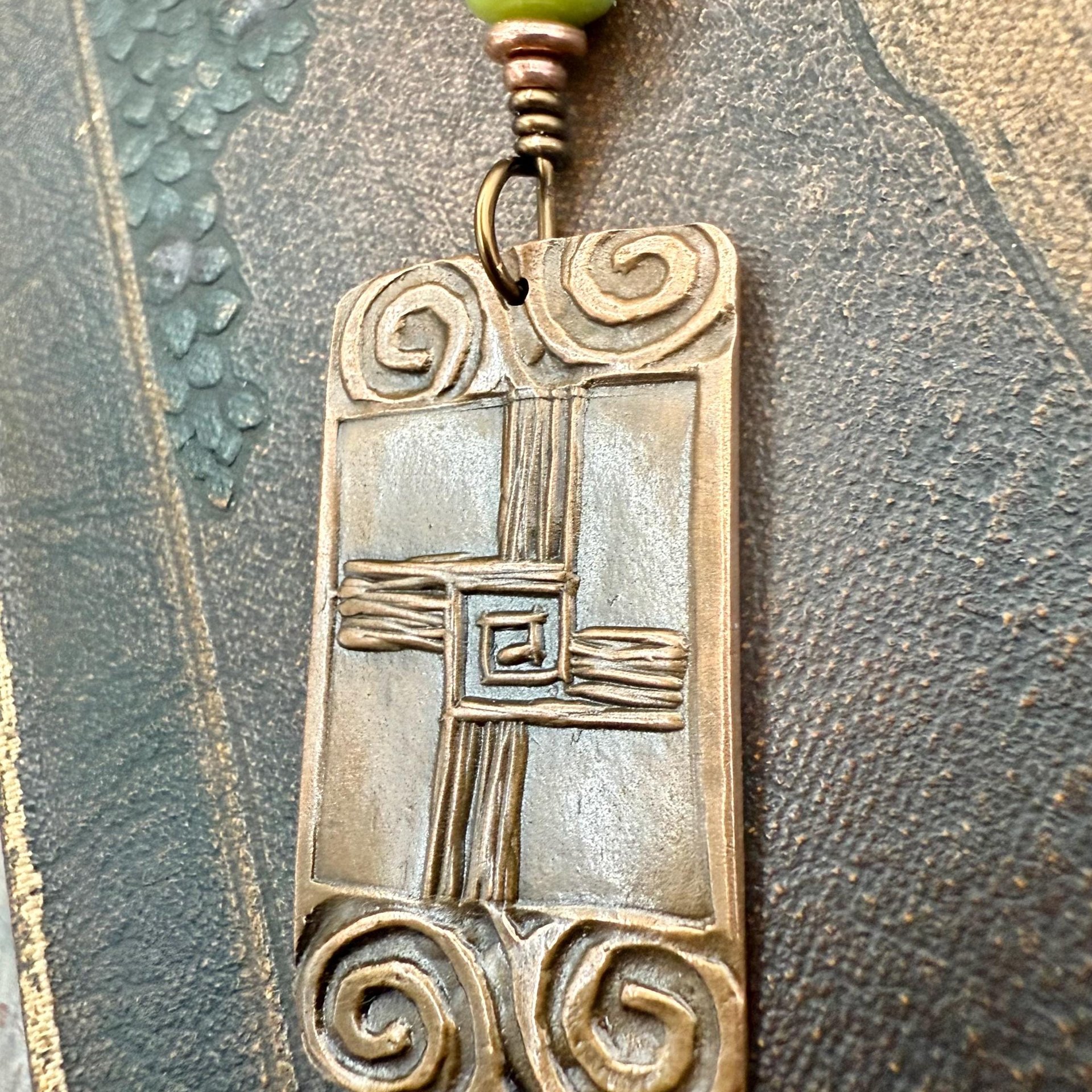 Saint Brigid's Cross, Copper & Connemara Marble Pendant, Irish Celtic Jewelry, Brigit Bridget, St Brigid of Kildare, Irish Cross, Imbolc