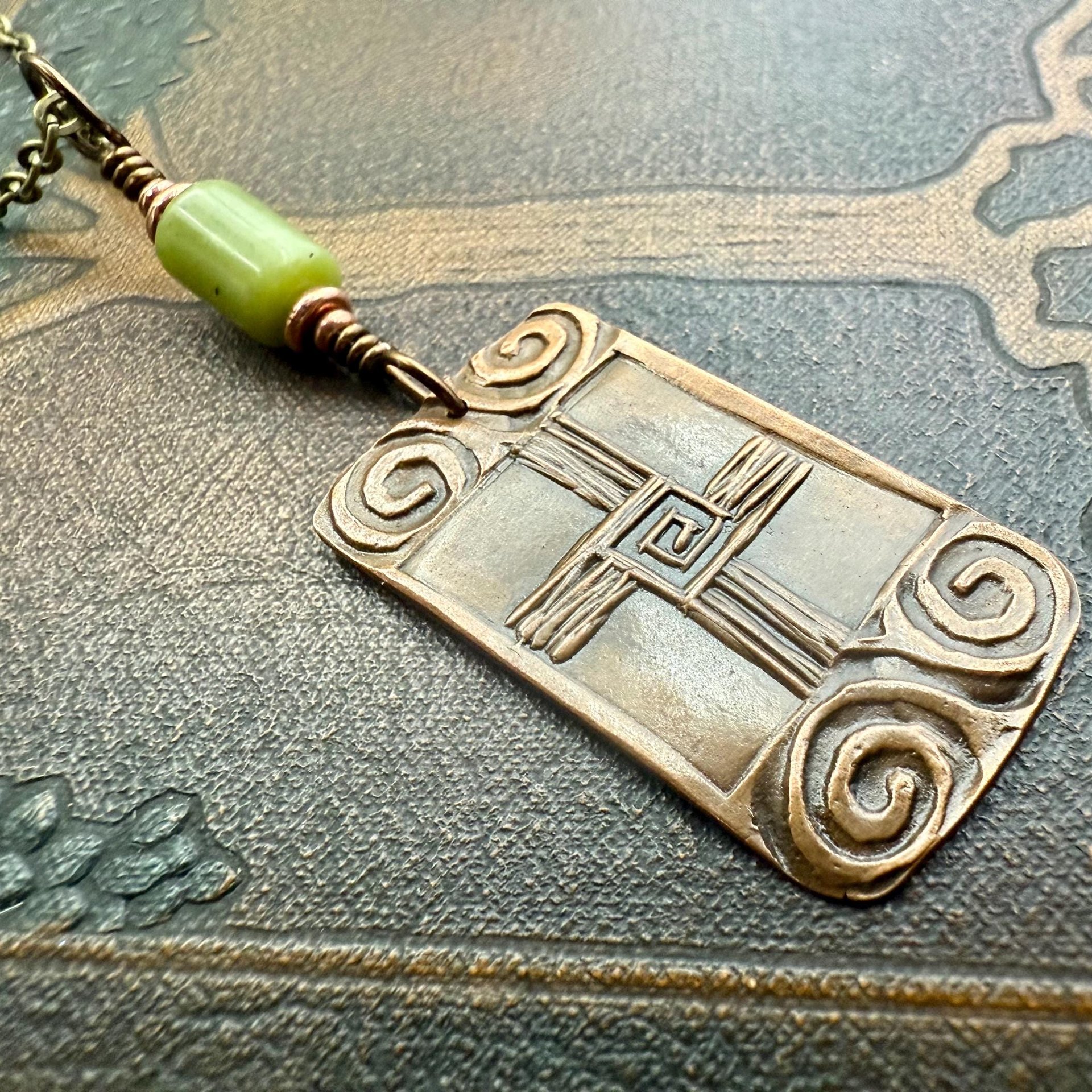 Saint Brigid's Cross, Copper & Connemara Marble Pendant, Irish Celtic Jewelry, Brigit Bridget, St Brigid of Kildare, Irish Cross, Imbolc