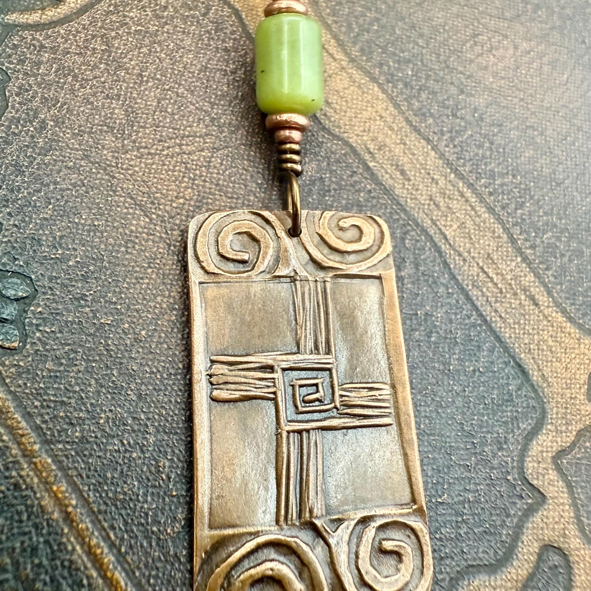 Saint Brigid's Cross, Copper & Connemara Marble Pendant, Irish Celtic Jewelry, Brigit Bridget, St Brigid of Kildare, Irish Cross, Imbolc