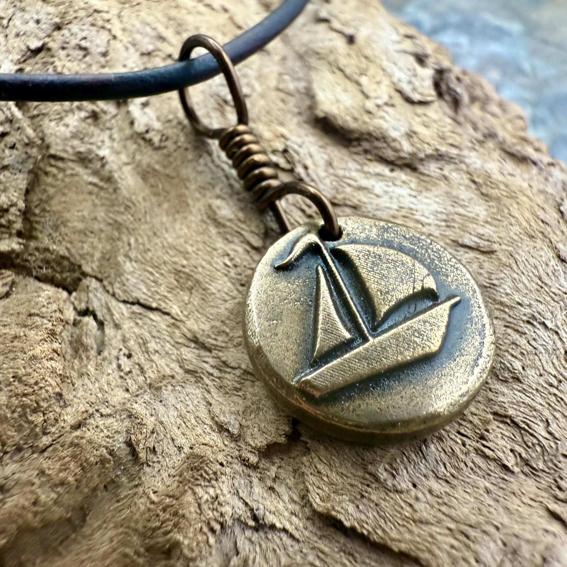 Sailboat Charm, Bronze Pendant, Door County, WI, Nautical Sailing, Protection Guidance Talisman, Great Lakes, Journey