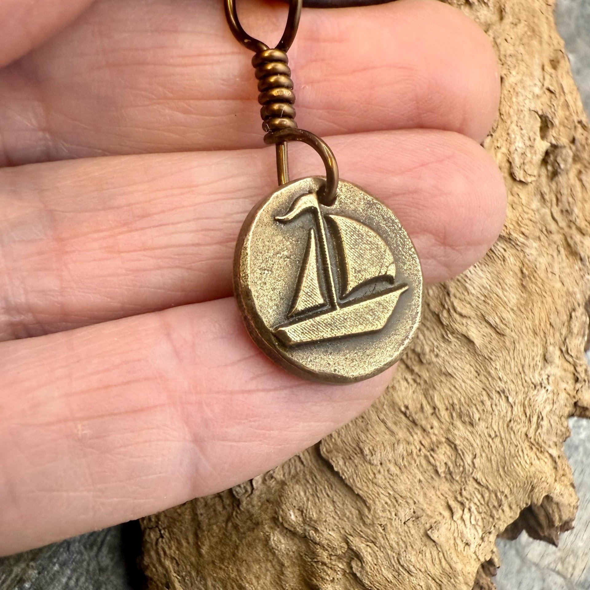 Sailboat Charm, Bronze Pendant, Door County, WI, Nautical Sailing, Protection Guidance Talisman, Great Lakes, Journey