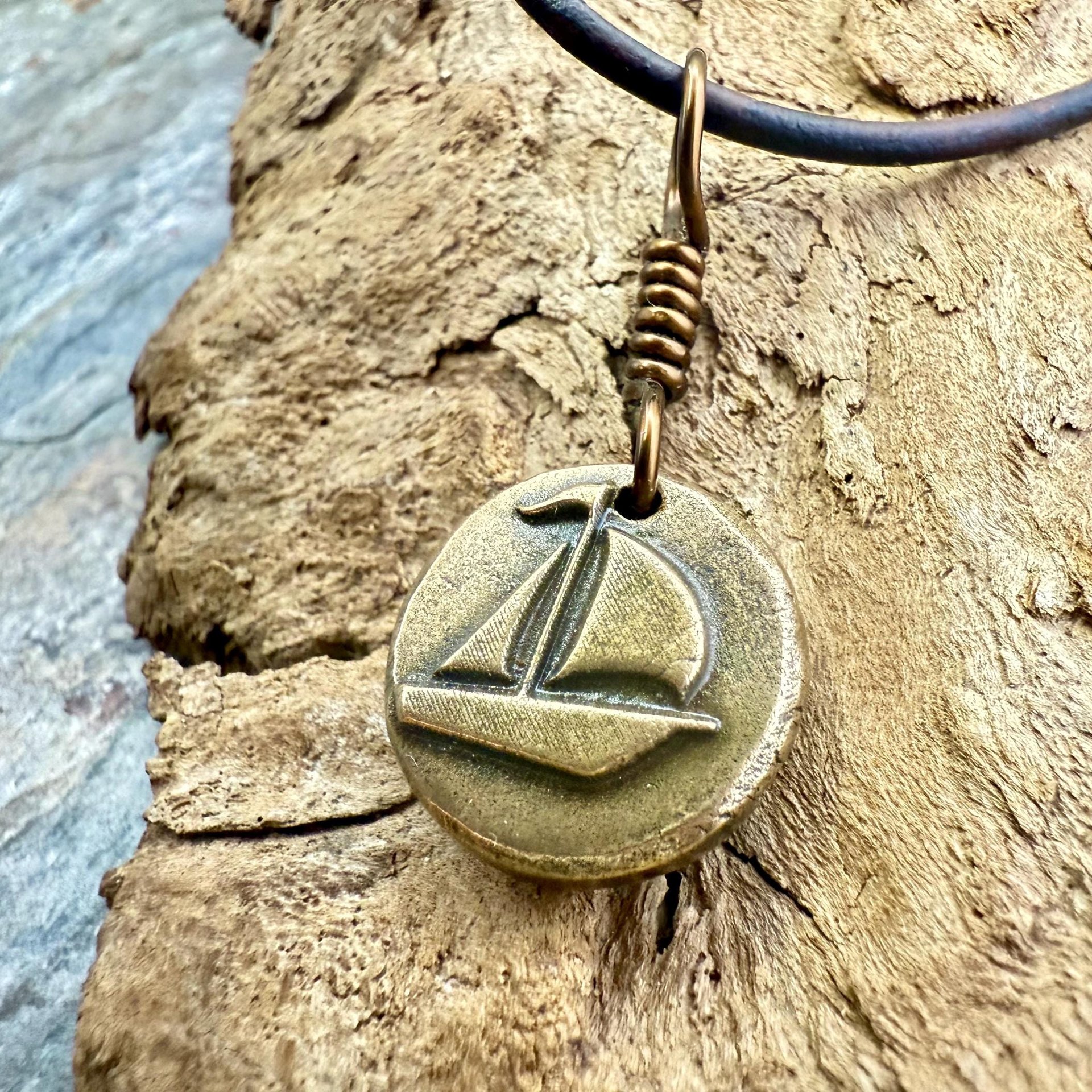 Sailboat Charm, Bronze Pendant, Door County, WI, Nautical Sailing, Protection Guidance Talisman, Great Lakes, Journey