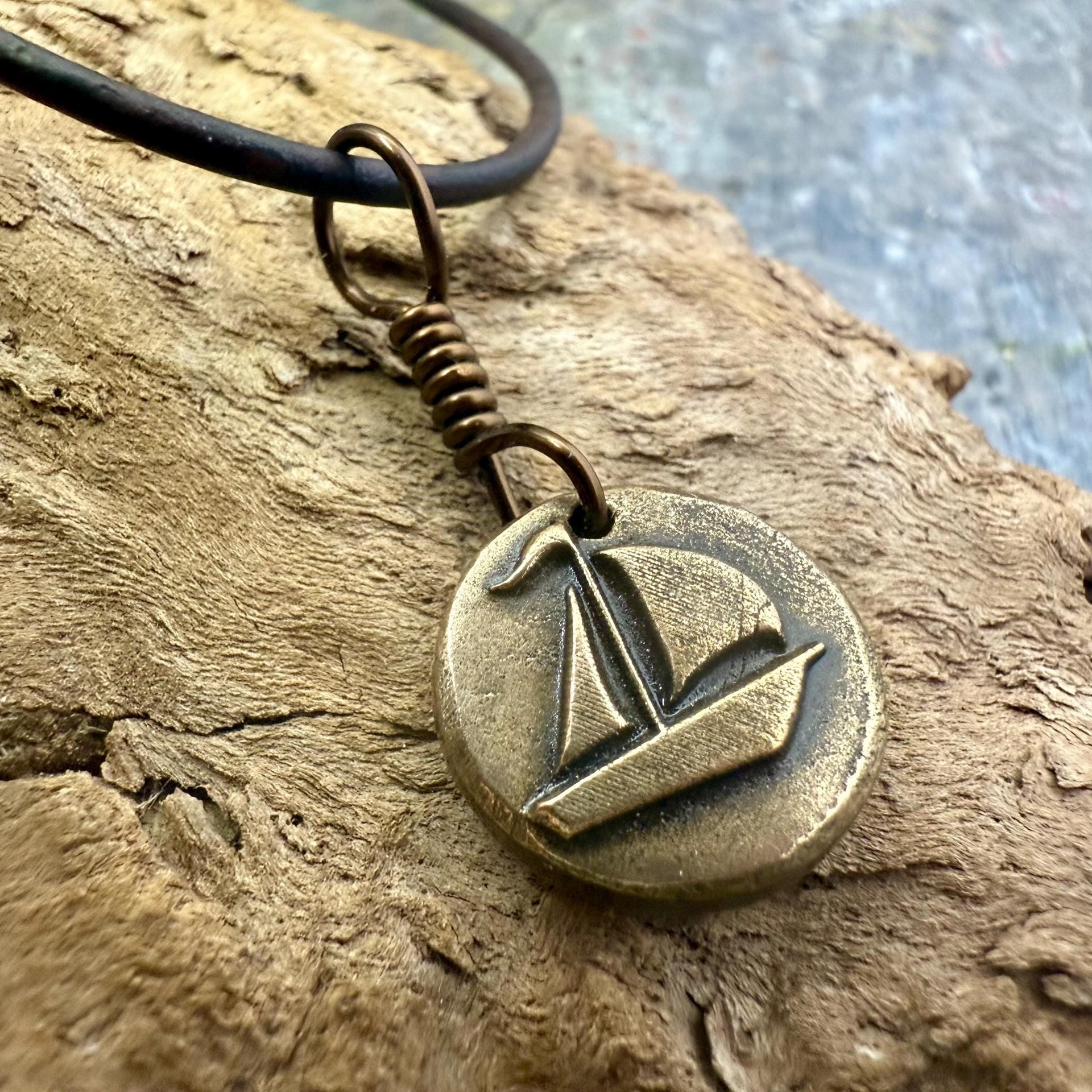 Sailboat Charm, Bronze Pendant, Door County, WI, Nautical Sailing, Protection Guidance Talisman, Great Lakes, Journey