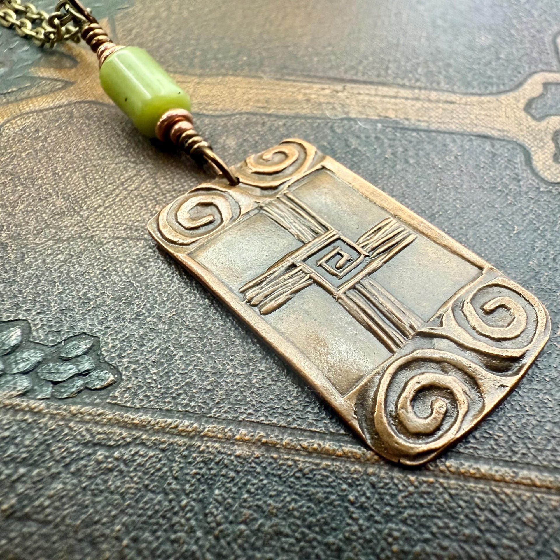 Saint Brigid's Cross, Copper & Connemara Marble Pendant, Irish Celtic Jewelry, Brigit Bridget, St Brigid of Kildare, Irish Cross, Imbolc